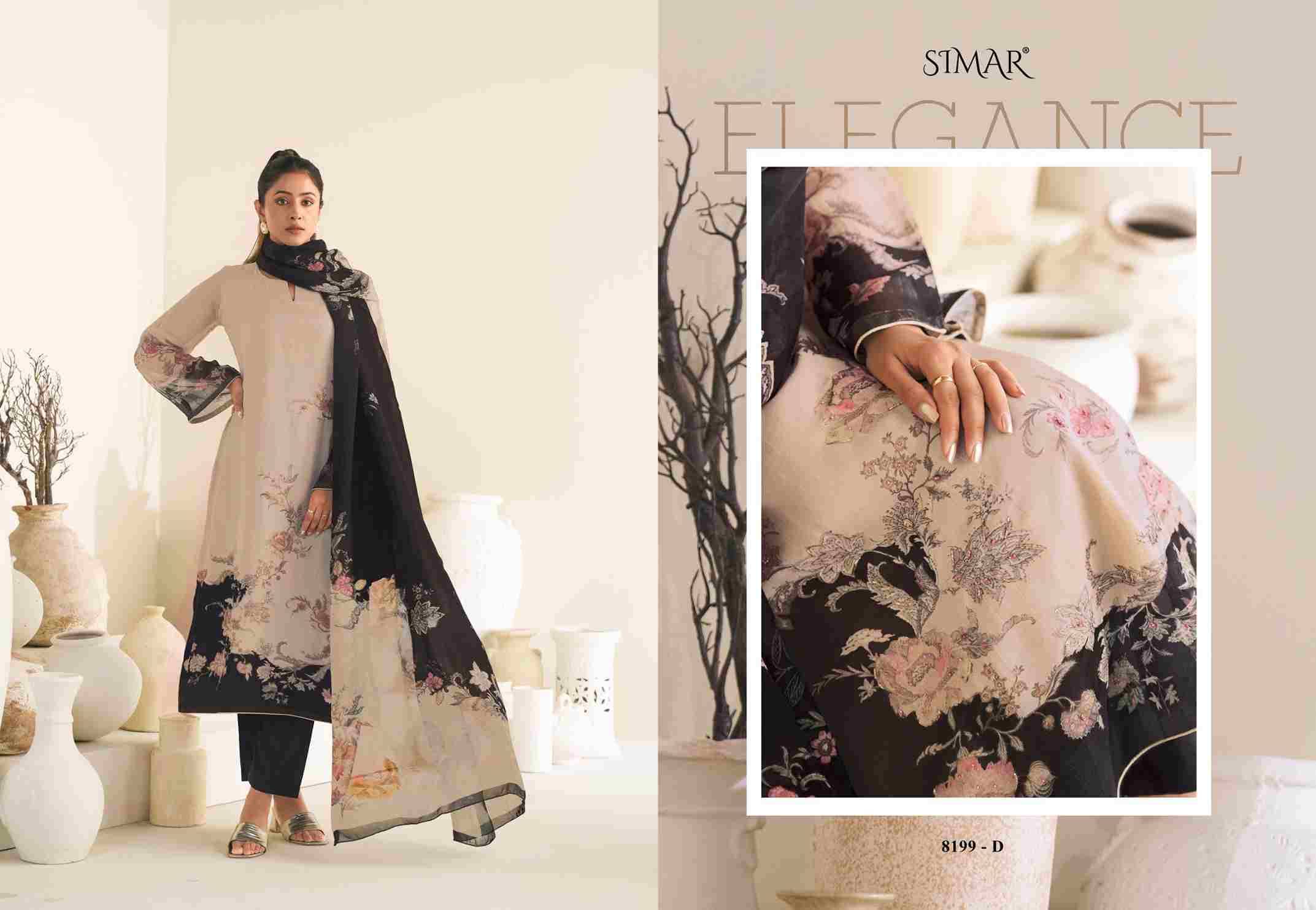 Arisa By Simar 8199-A To 8199-D Series Designer Festive Suits Beautiful Stylish Fancy Colorful Party Wear & Occasional Wear Pure Viscose Organza Dresses At Wholesale Price