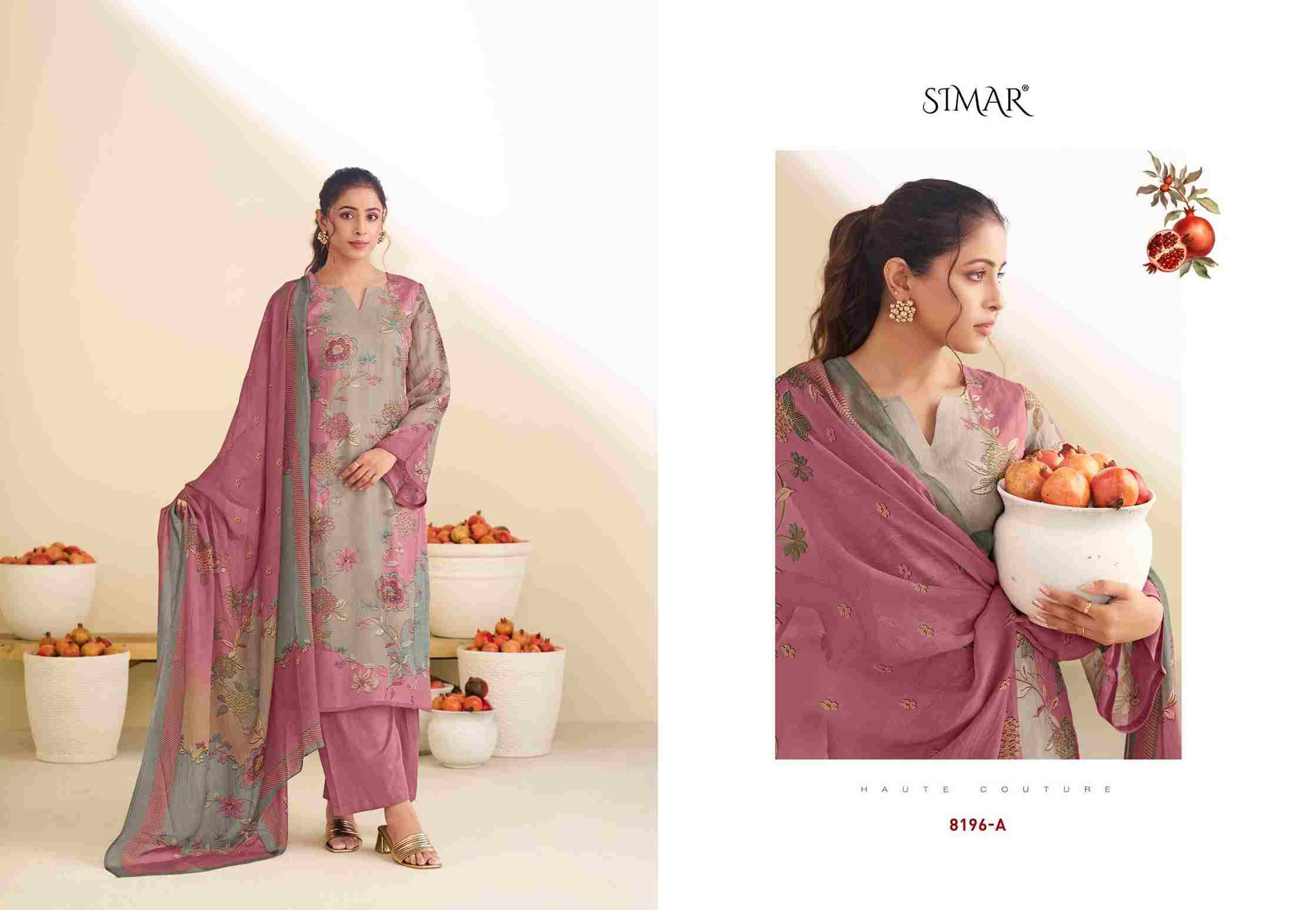 Taraana By Simar 8196-A To 8196-D Series Designer Festive Suits Beautiful Stylish Fancy Colorful Party Wear & Occasional Wear Pure Viscose Organza Dresses At Wholesale Price