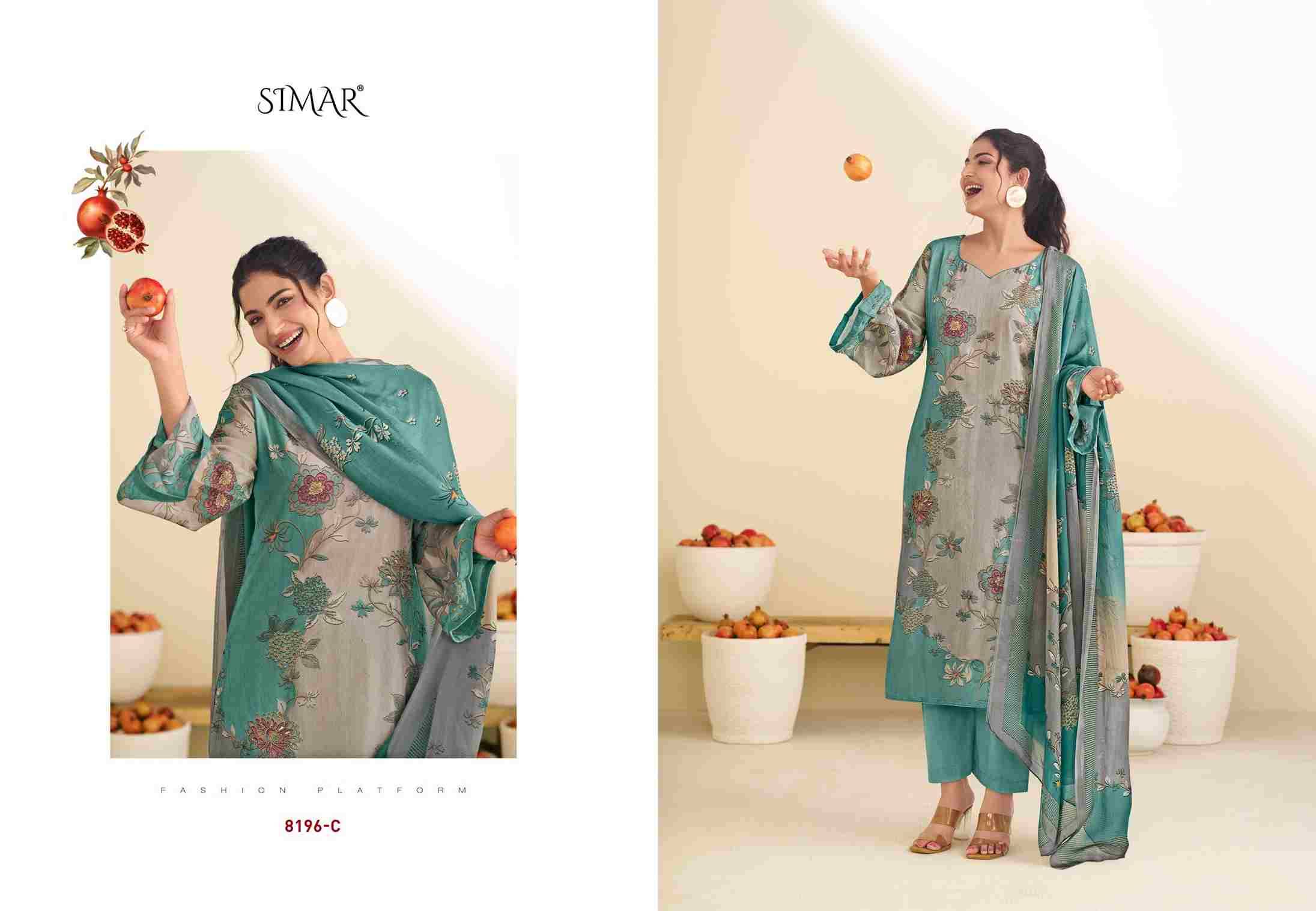 Taraana By Simar 8196-A To 8196-D Series Designer Festive Suits Beautiful Stylish Fancy Colorful Party Wear & Occasional Wear Pure Viscose Organza Dresses At Wholesale Price