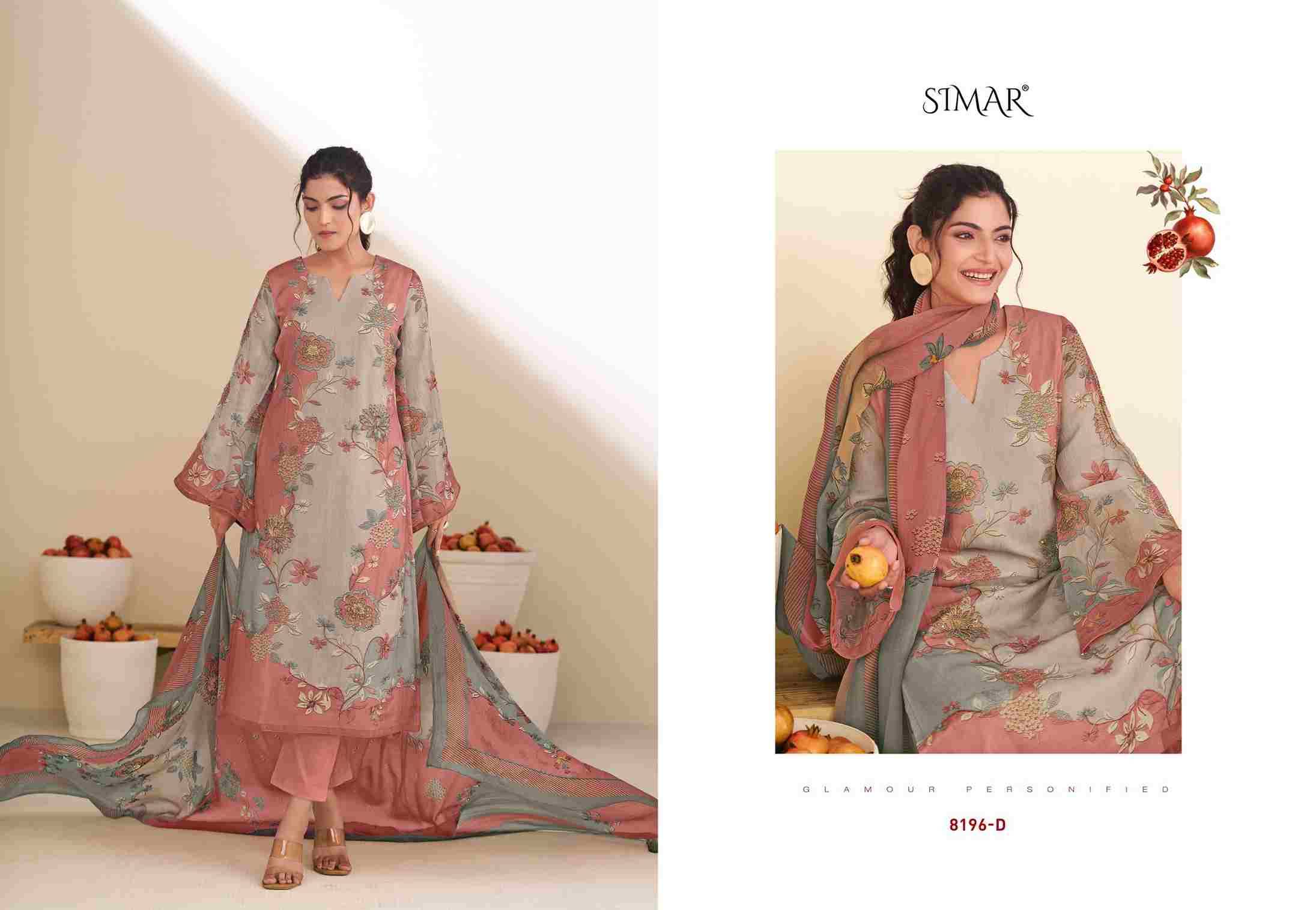 Taraana By Simar 8196-A To 8196-D Series Designer Festive Suits Beautiful Stylish Fancy Colorful Party Wear & Occasional Wear Pure Viscose Organza Dresses At Wholesale Price