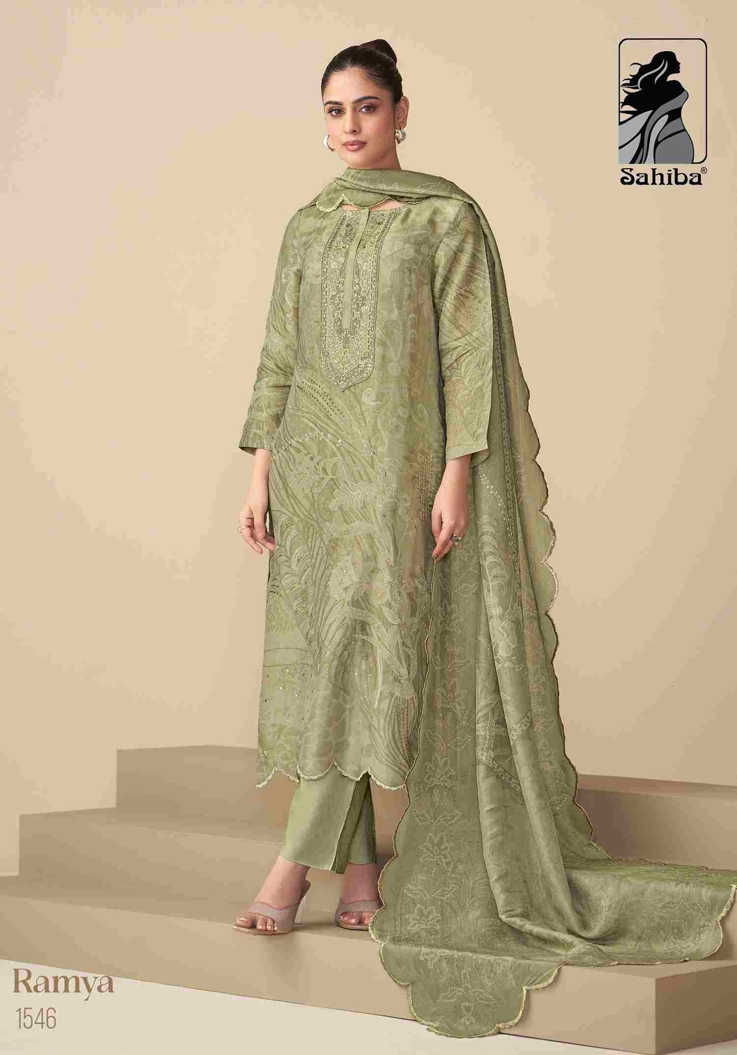 Ramya By Sahiba Fabrics Beautiful Festive Suits Colorful Stylish Fancy Casual Wear & Ethnic Wear Pure Simmer Tissue Dresses At Wholesale Price