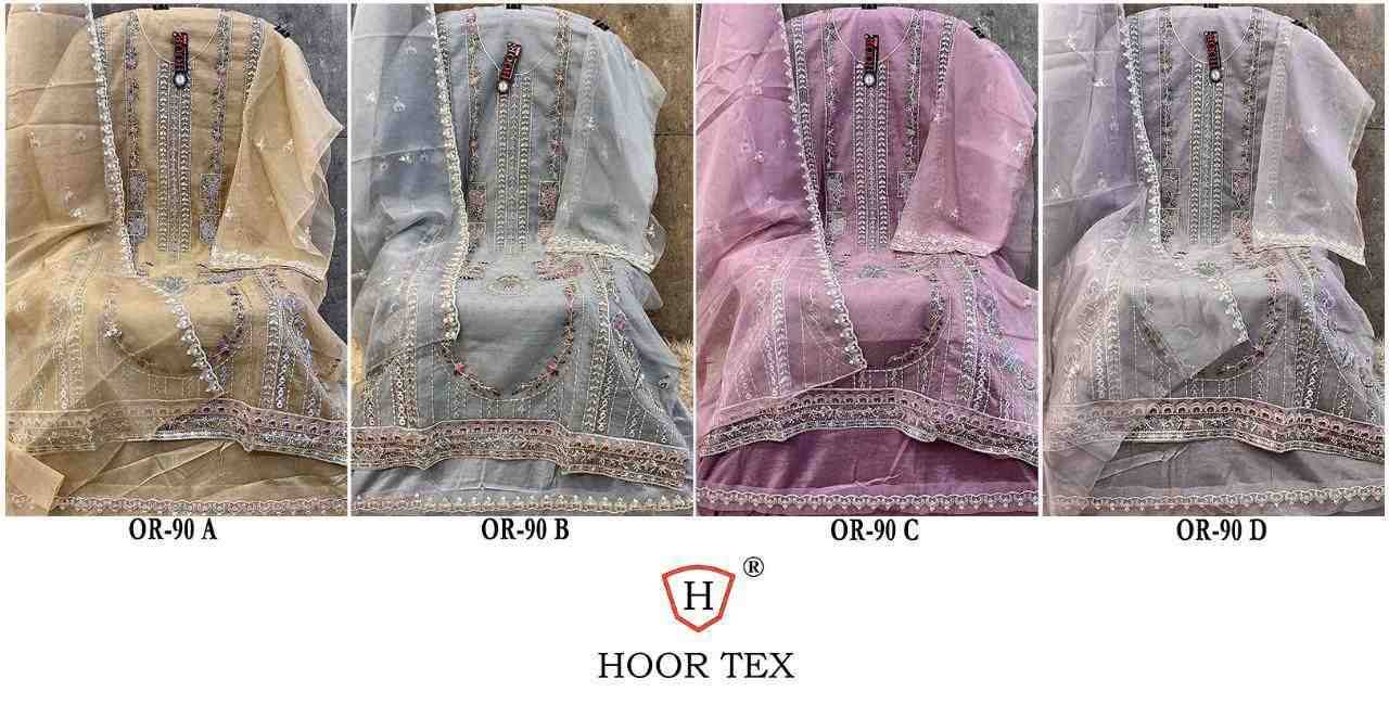 Hoor Tex Hit Design OR-90 Colours By Hoor Tex OR-90-A To OR-90-D Series Beautiful Pakistani Suits Stylish Colorful Fancy Casual Wear & Ethnic Wear Heavy Organza Embroidered Dresses At Wholesale Price
