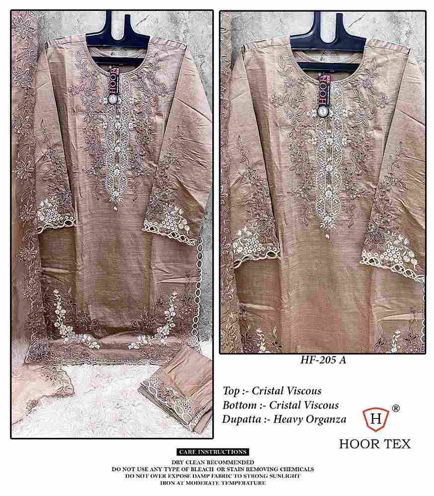 Hoor Tex Hit Design HF-205 Colours By Hoor Tex HF-205-A To HF-205-C Series Designer Festive Pakistani Suits Collection Beautiful Stylish Fancy Colorful Party Wear & Occasional Wear Viscose Dresses At Wholesale Price