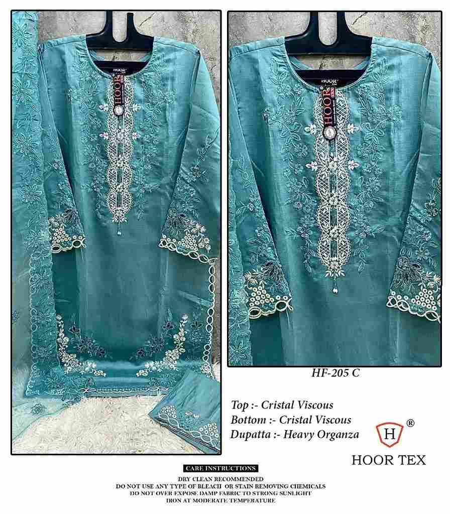 Hoor Tex Hit Design HF-205 Colours By Hoor Tex HF-205-A To HF-205-C Series Designer Festive Pakistani Suits Collection Beautiful Stylish Fancy Colorful Party Wear & Occasional Wear Viscose Dresses At Wholesale Price