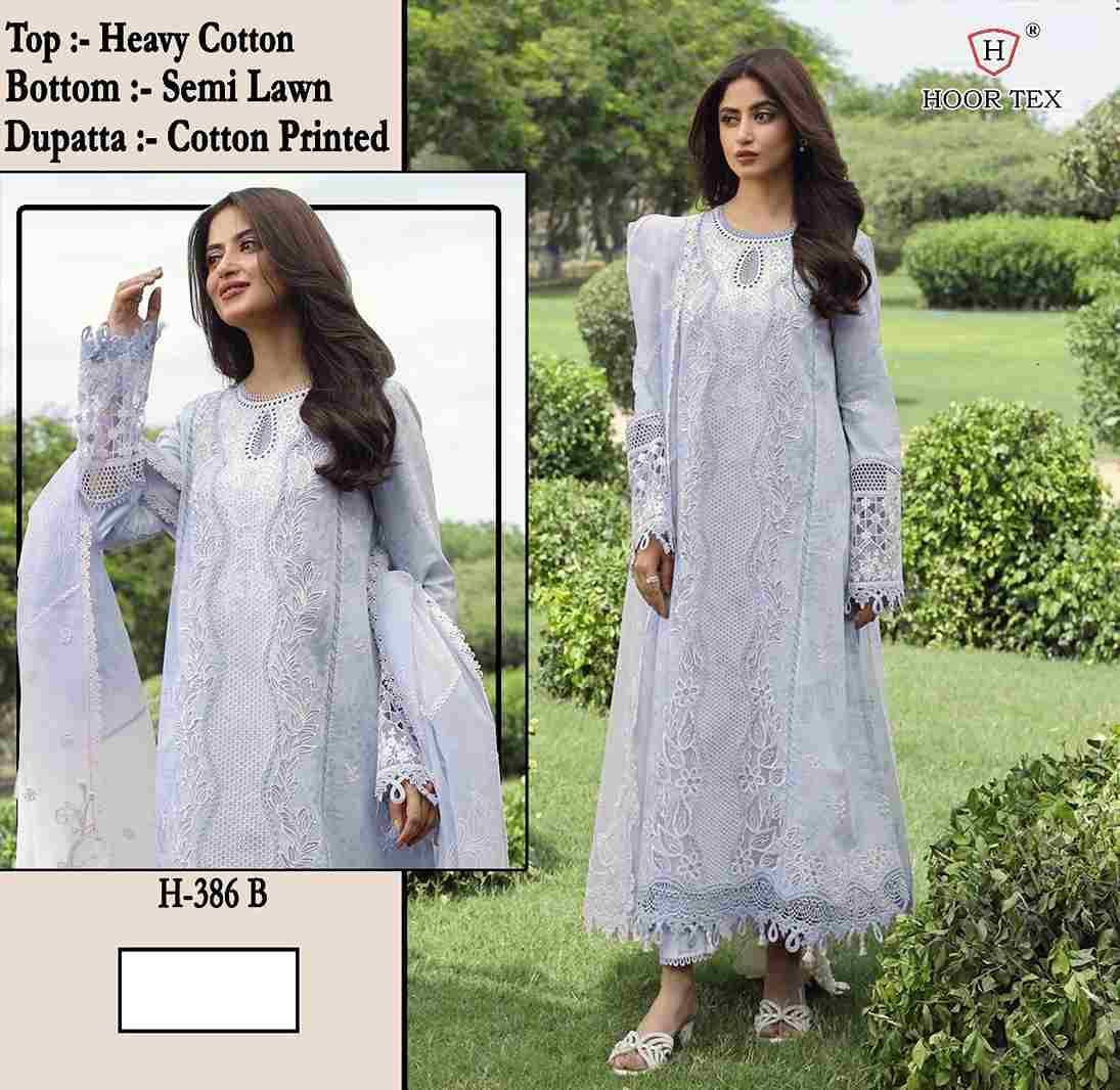 Hoor Tex Hit Design H-386 Colours By Hoor Tex H-386-A To H-386-D Series Designer Festive Pakistani Suits Collection Beautiful Stylish Fancy Colorful Party Wear & Occasional Wear Heavy Cotton With Embroidered Dresses At Wholesale Price