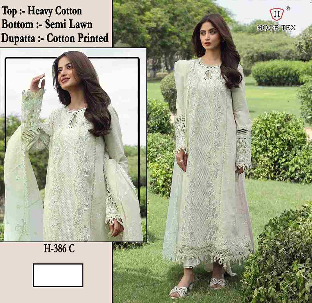 Hoor Tex Hit Design H-386 Colours By Hoor Tex H-386-A To H-386-D Series Designer Festive Pakistani Suits Collection Beautiful Stylish Fancy Colorful Party Wear & Occasional Wear Heavy Cotton With Embroidered Dresses At Wholesale Price