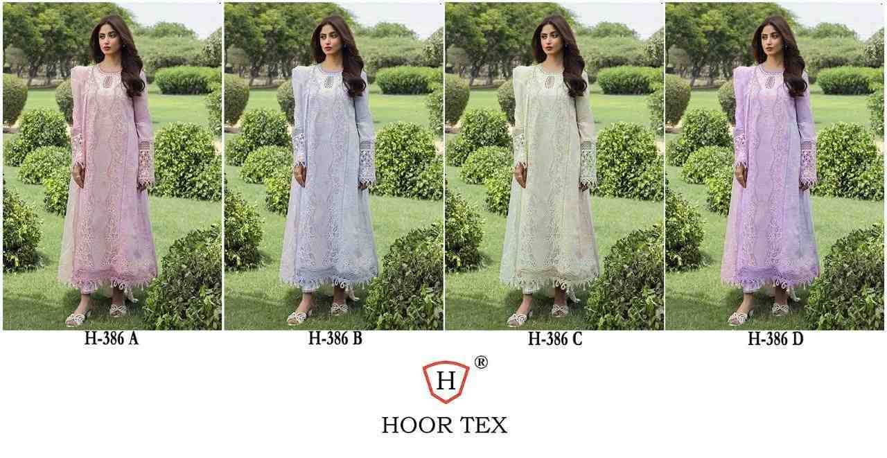 Hoor Tex Hit Design H-386 Colours By Hoor Tex H-386-A To H-386-D Series Designer Festive Pakistani Suits Collection Beautiful Stylish Fancy Colorful Party Wear & Occasional Wear Heavy Cotton With Embroidered Dresses At Wholesale Price