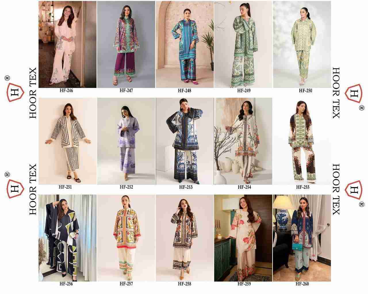Hoor Tex HF-246 Series By Hoor Tex HF-246 to HF-260 Series Designer Stylish Fancy Colorful Beautiful Casual Wear & Ethnic Wear Imported Cotton/Satin Co-Ord At Wholesale Price
