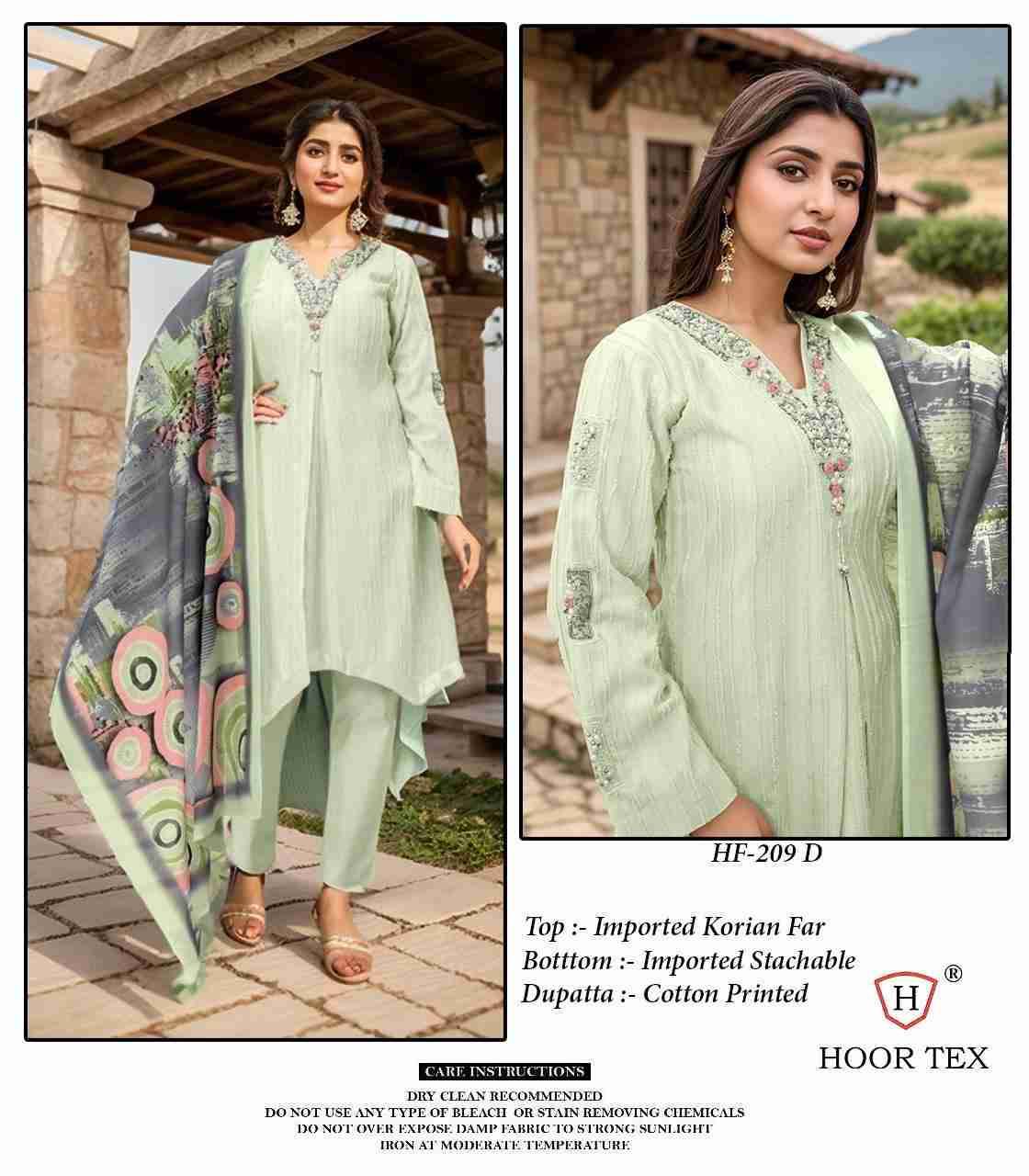 Hoor Tex Hit Design HF-209 Colours By Hoor Tex HF-209-A To HF-209-E Series Designer Festive Pakistani Suits Collection Beautiful Stylish Fancy Colorful Party Wear & Occasional Wear Heavy Imported Dresses At Wholesale Price