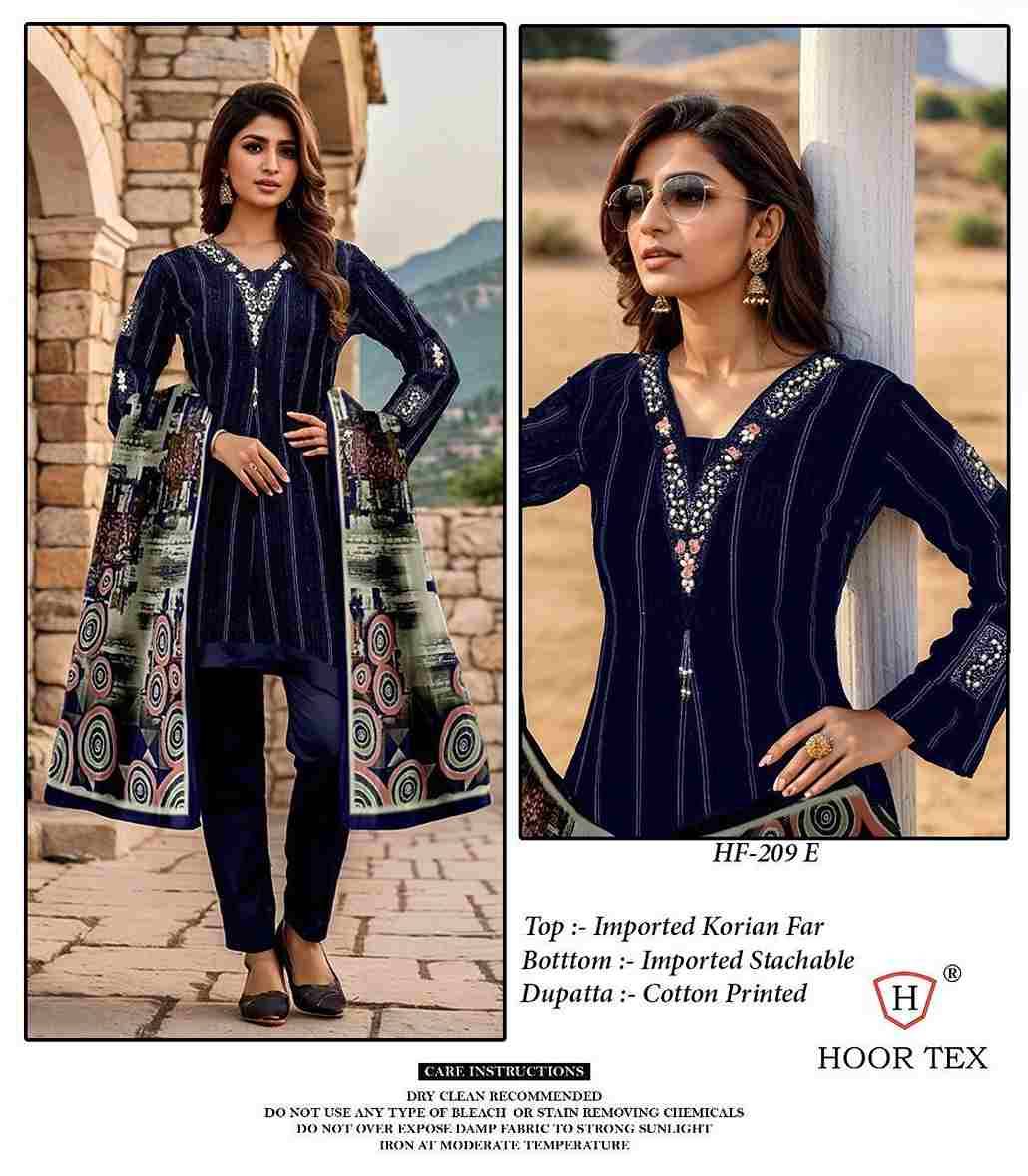 Hoor Tex Hit Design HF-209 Colours By Hoor Tex HF-209-A To HF-209-E Series Designer Festive Pakistani Suits Collection Beautiful Stylish Fancy Colorful Party Wear & Occasional Wear Heavy Imported Dresses At Wholesale Price