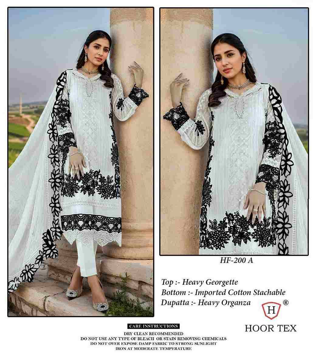 Hoor Tex Hit Design HF-200 Colours By Hoor Tex HF-200-A To HF-200-B Series Designer Festive Pakistani Suits Collection Beautiful Stylish Fancy Colorful Party Wear & Occasional Wear Heavy Georgette Dresses At Wholesale Price