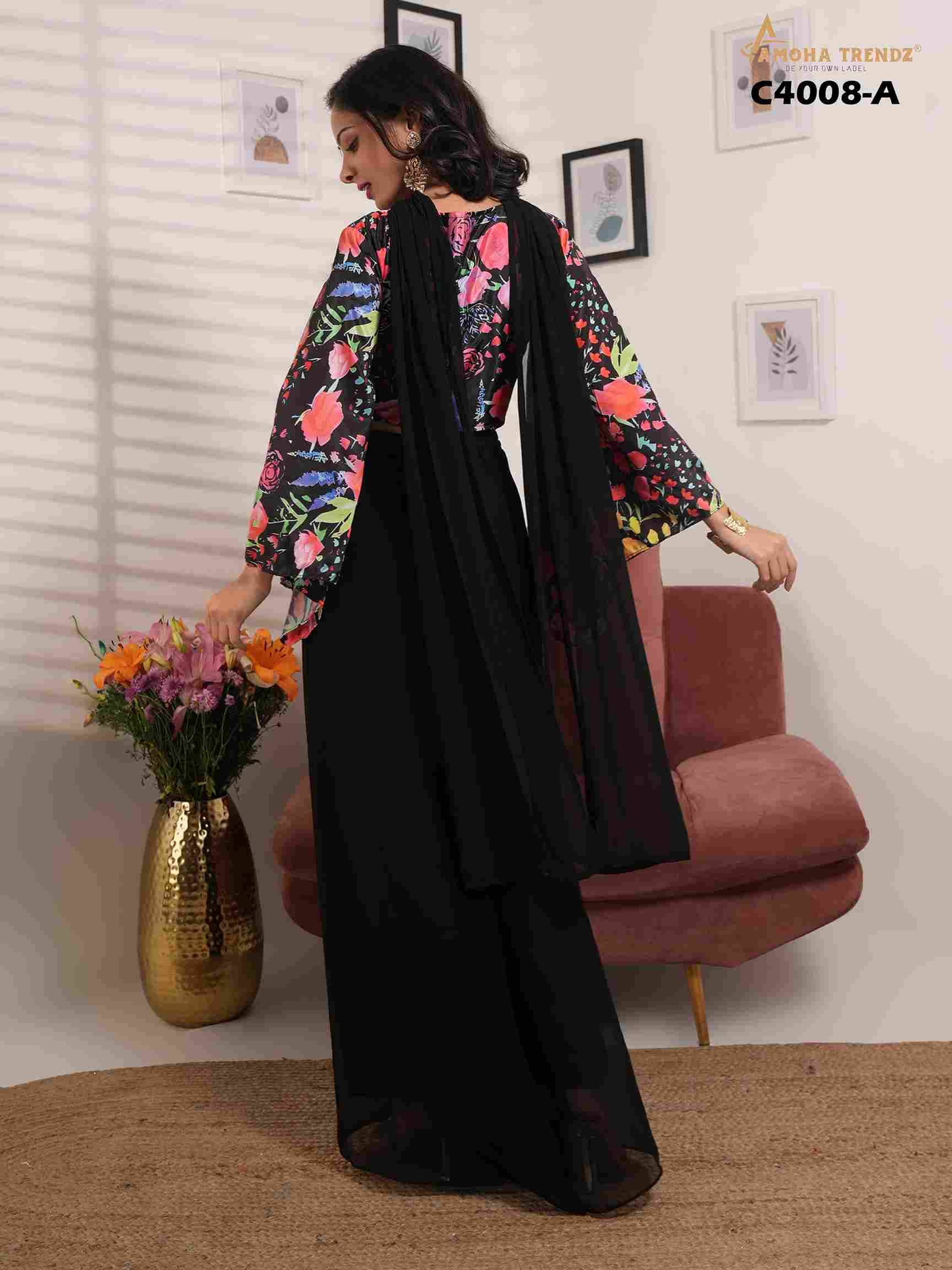 C-4008-A By Amoha Trendz Designer Stylish Fancy Colorful Beautiful Party Wear & Ethnic Wear Collection Fancy Crop Tops With Bottom And Dupatta At Wholesale Price