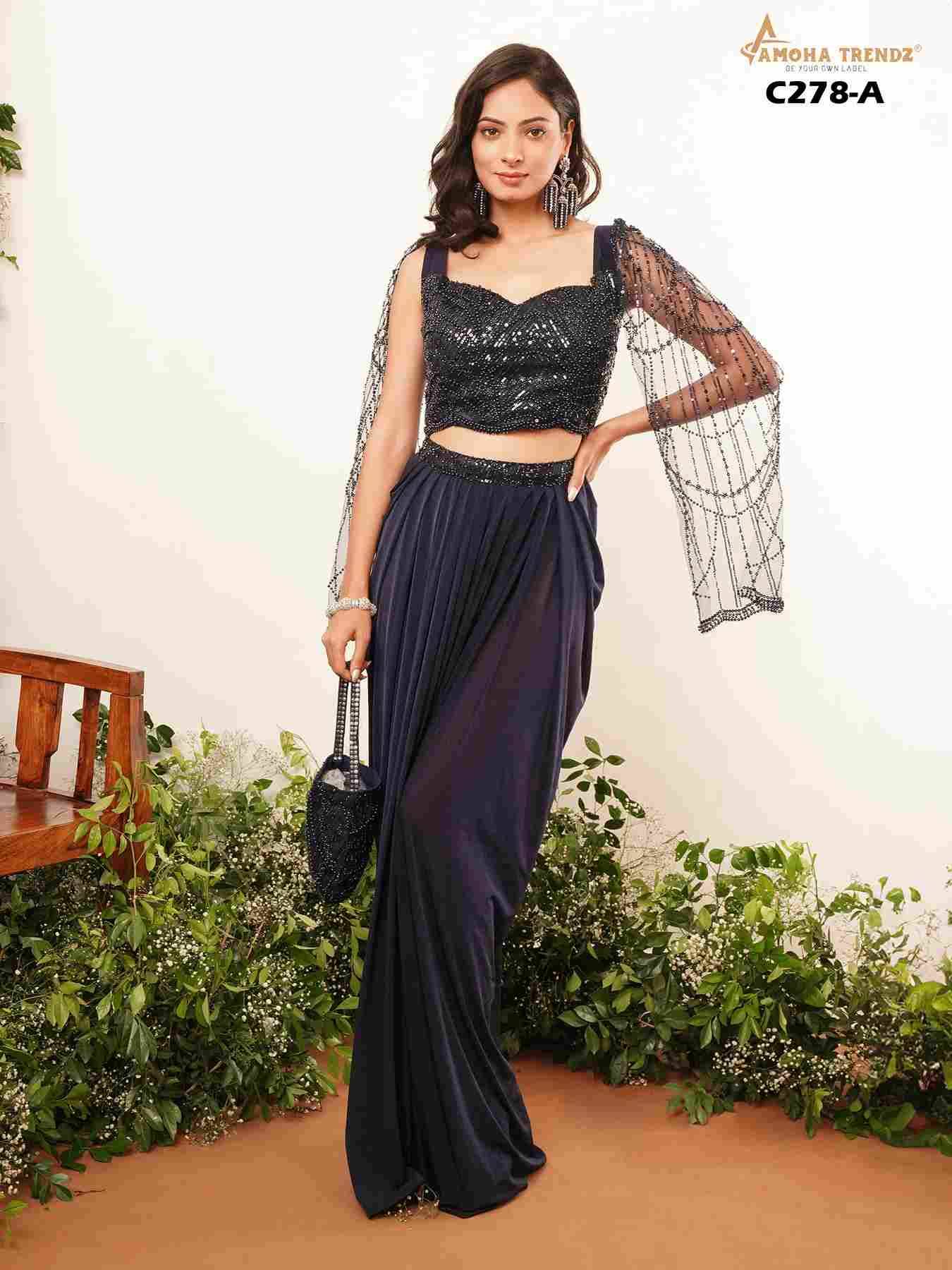C-278 By Amoha Trendz 278-A To 278-B Series Designer Stylish Fancy Colorful Beautiful Party Wear & Ethnic Wear Collection Lycra Crop Tops With Bottom At Wholesale Price