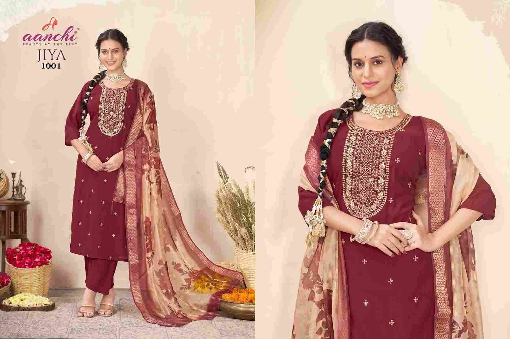 Jiya By Aanchi 1001 To 1006 Series Beautiful Suits Colorful Stylish Fancy Casual Wear & Ethnic Wear Roman Silk Dresses At Wholesale Price