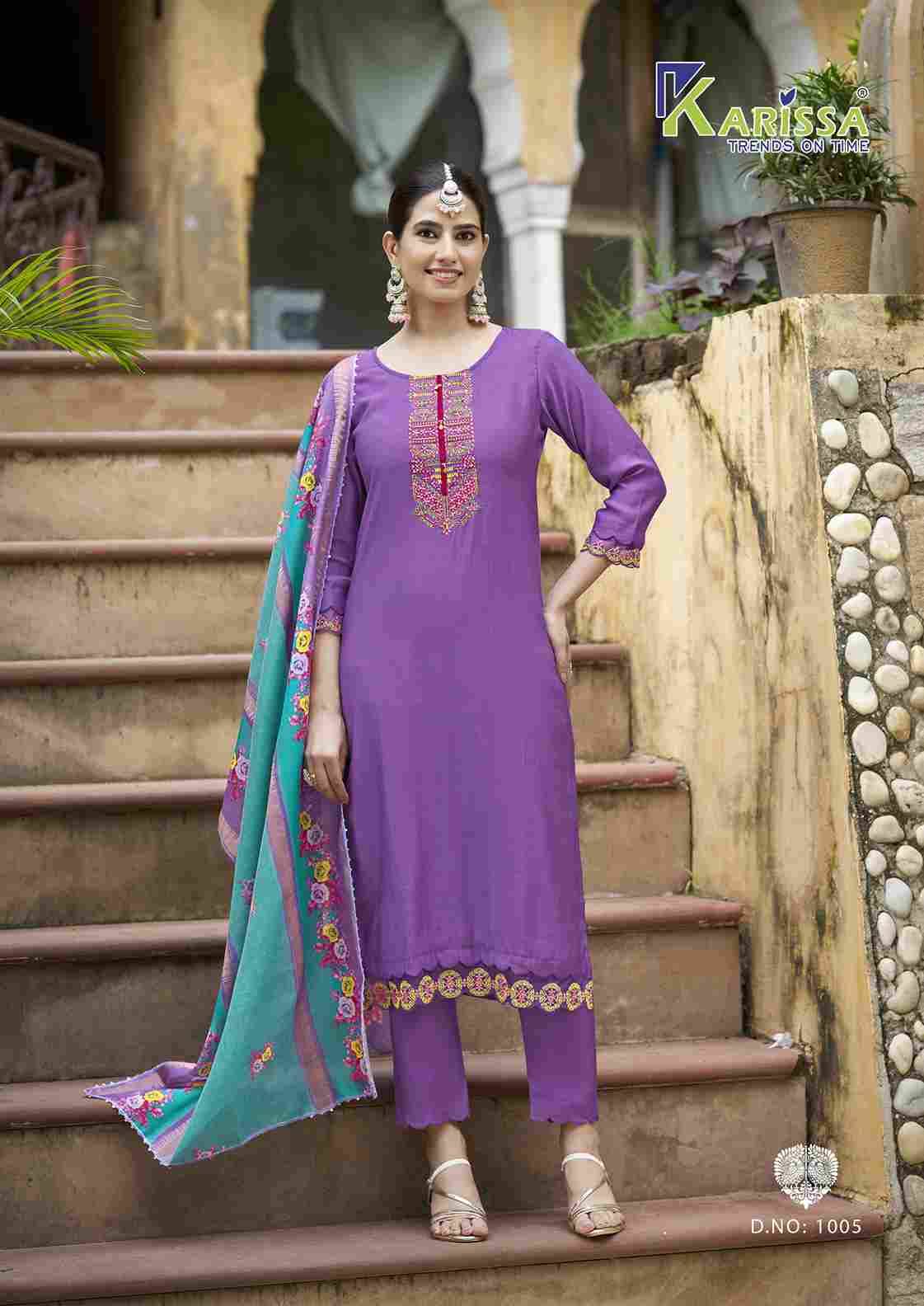 Swaraa By Karissa 1001 To 1006 Series Designer Festive Suits Beautiful Fancy Stylish Colorful Party Wear & Occasional Wear Pure Fancy Embroidered Dresses At Wholesale Price
