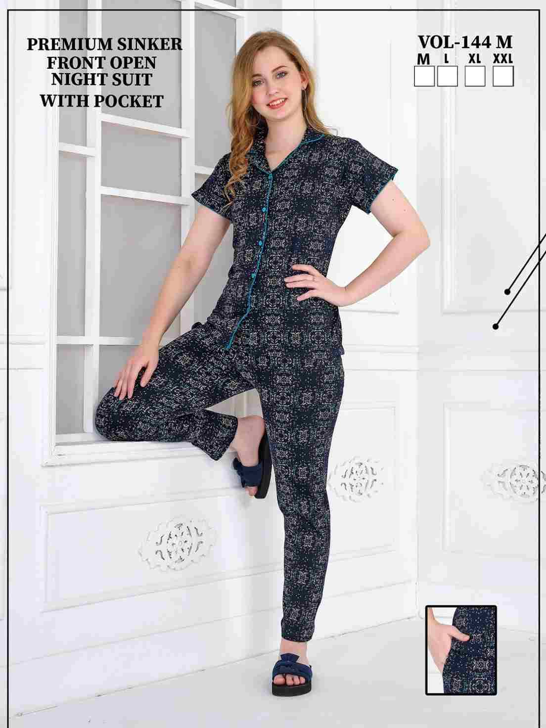 Vol-144-M By Kaamiri 144-A To 144-F Series Designer Stylish Fancy Colorful Beautiful Party Wear & Ethnic Wear Collection Heavy Hosiery Cotton Night Suits At Wholesale Price