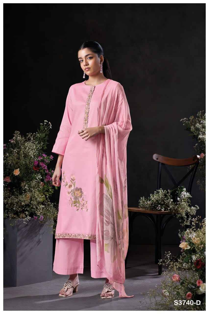 Jalyn-3740 By Ganga Fashion 3740-A To 3740-D Series Beautiful Festive Suits Colorful Stylish Fancy Casual Wear & Ethnic Wear Pure Cotton Satin Dresses At Wholesale Price