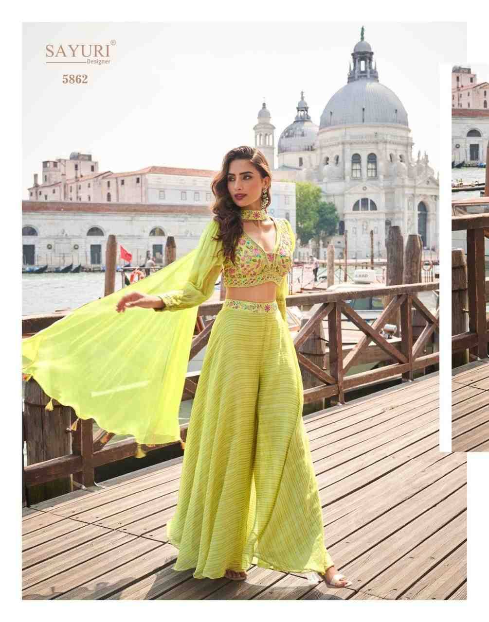 Naina By Sayuri 5861 To 5863 Series Designer Beautiful Festive Collection Occasional Wear & Party Wear Pure Viscose Silk Crop Top With Bottom And Jacket At Wholesale Price