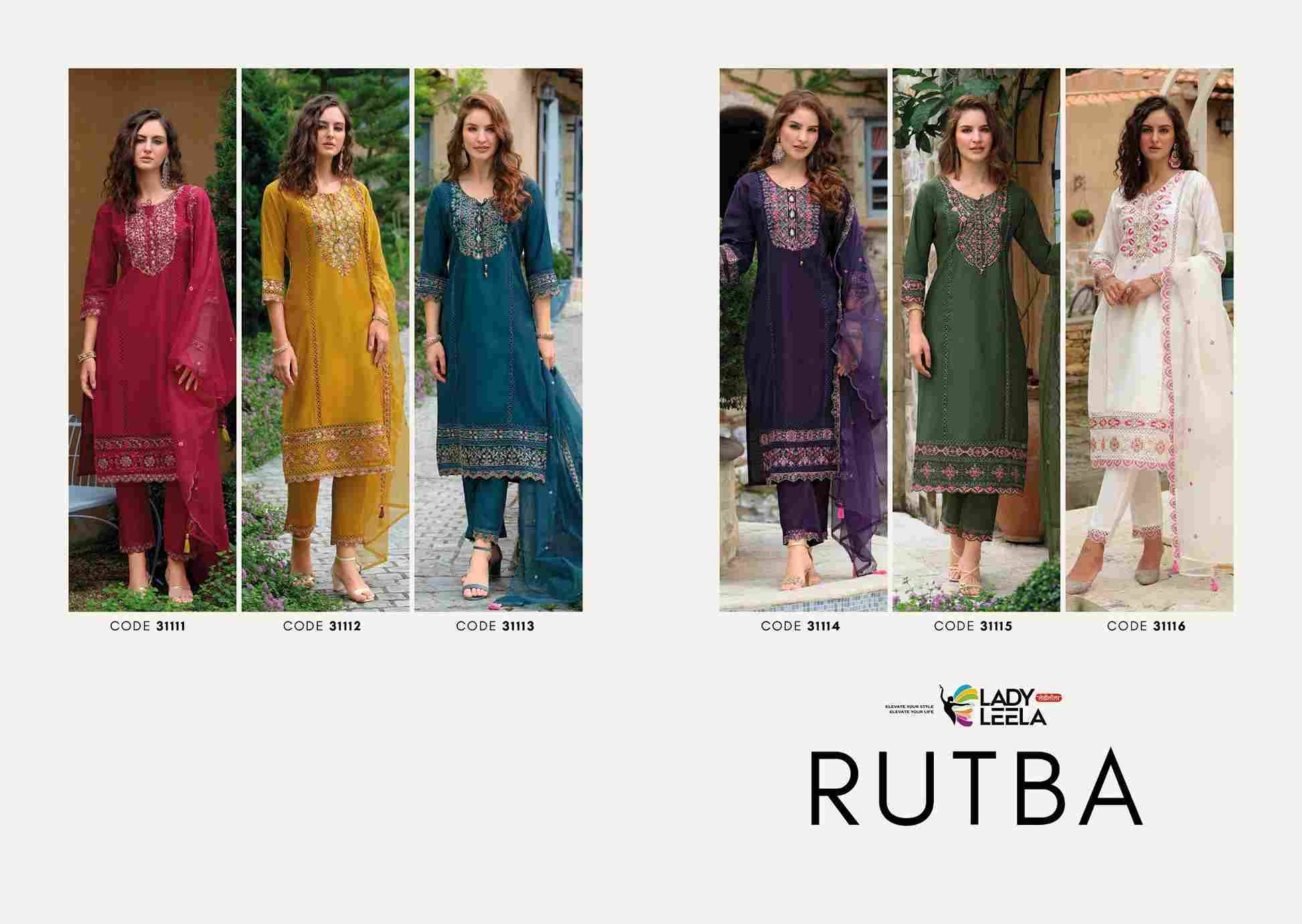 Rutba By Lady Leela 31111 To 31116 Series Beautiful Festive Suits Colorful Stylish Fancy Casual Wear & Ethnic Wear Pure Viscose With Work Dresses At Wholesale Price
