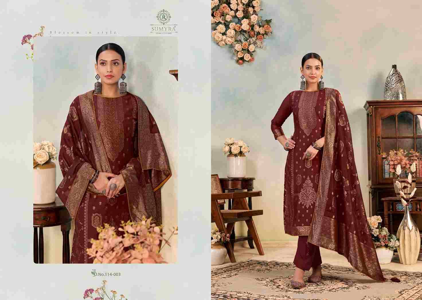 Surina By Sumyra 114-001 To 114-006 Series Beautiful Festive Suits Stylish Fancy Colorful Casual Wear & Ethnic Wear Cotton Jacquard Dresses At Wholesale Price