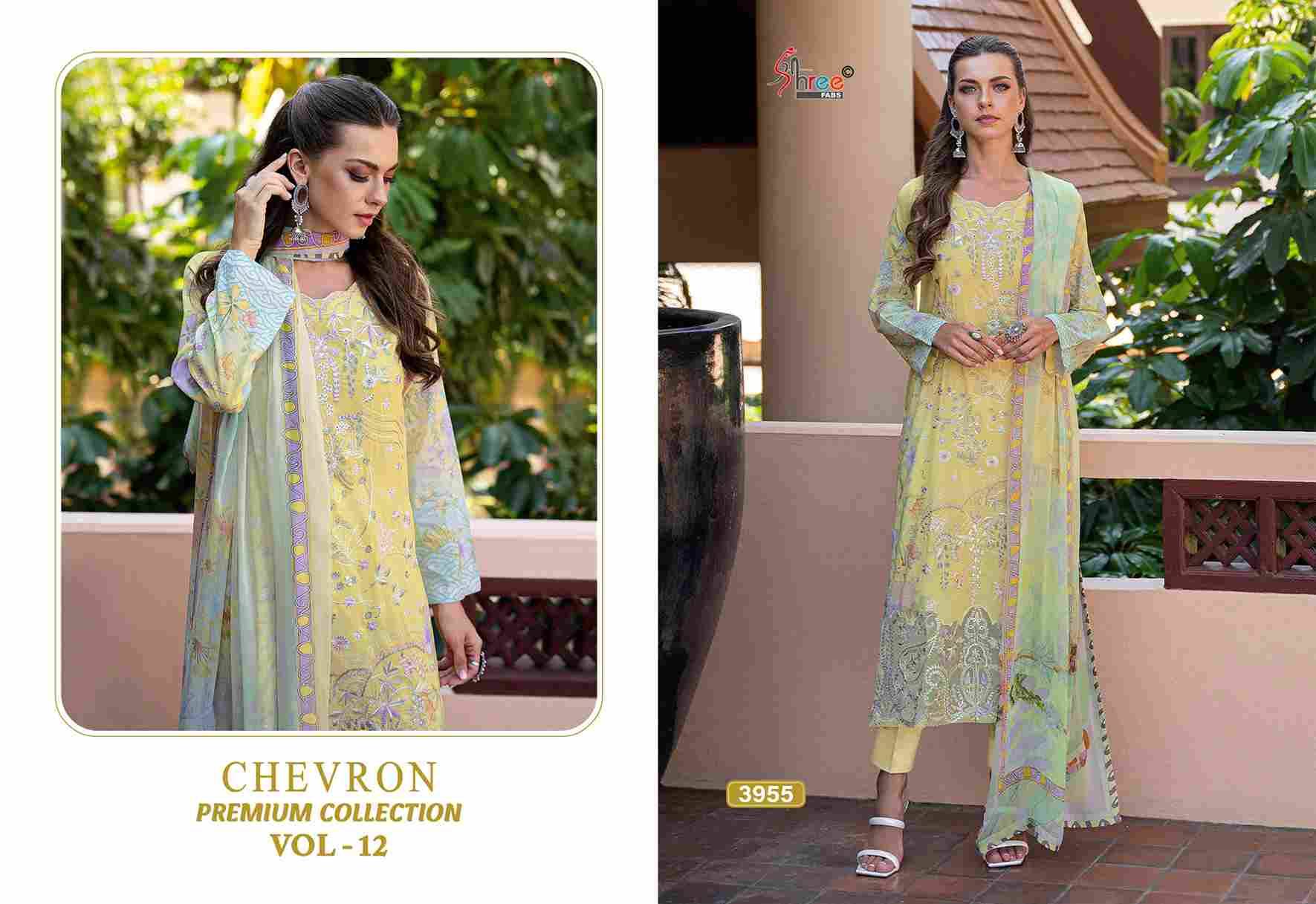 Chevron Premium Collection Vol-12 By Shree Fabs 3953 To 3960 Series Beautiful Pakistani Suits Colorful Stylish Fancy Casual Wear & Ethnic Wear Pure Cotton Embroidered Dresses At Wholesale Price