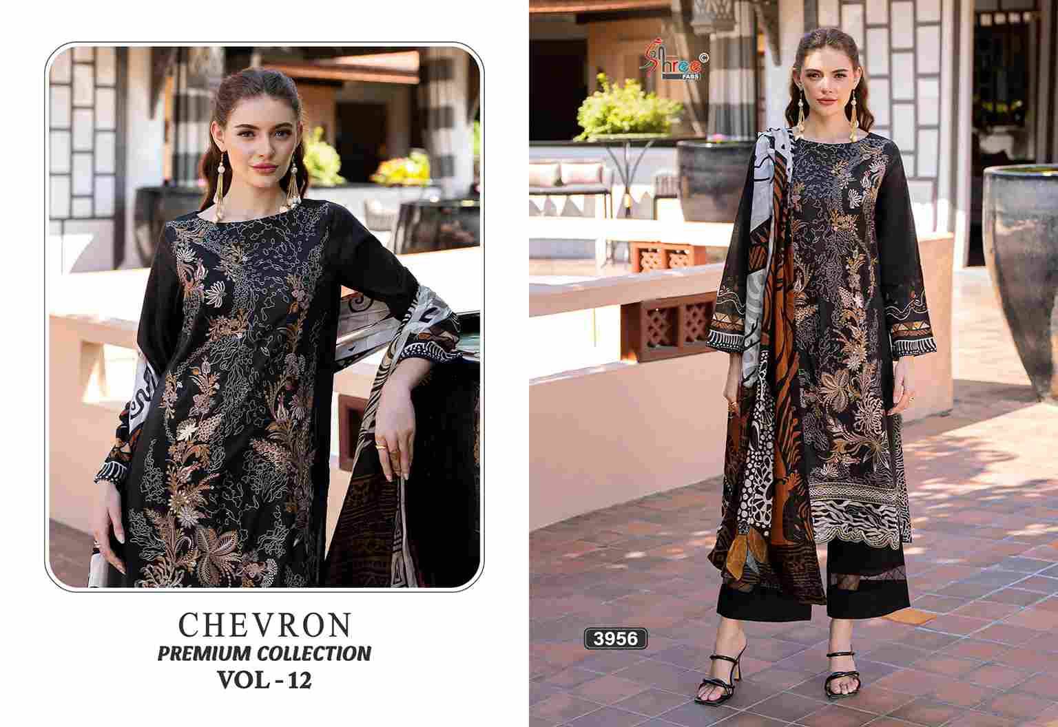 Chevron Premium Collection Vol-12 By Shree Fabs 3953 To 3960 Series Beautiful Pakistani Suits Colorful Stylish Fancy Casual Wear & Ethnic Wear Pure Cotton Embroidered Dresses At Wholesale Price