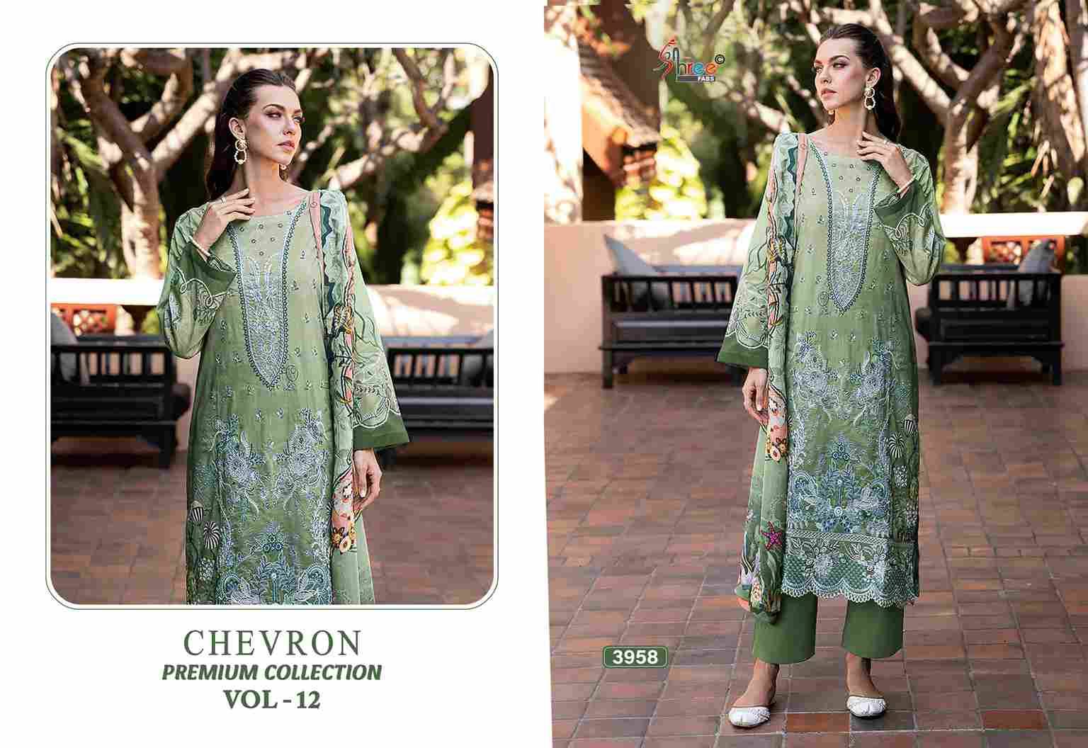 Chevron Premium Collection Vol-12 By Shree Fabs 3953 To 3960 Series Beautiful Pakistani Suits Colorful Stylish Fancy Casual Wear & Ethnic Wear Pure Cotton Embroidered Dresses At Wholesale Price