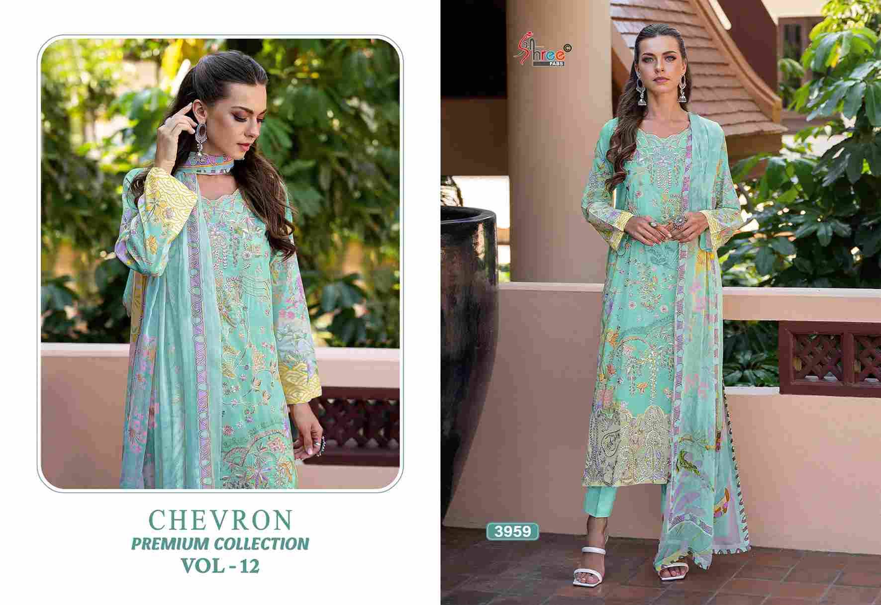 Chevron Premium Collection Vol-12 By Shree Fabs 3953 To 3960 Series Beautiful Pakistani Suits Colorful Stylish Fancy Casual Wear & Ethnic Wear Pure Cotton Embroidered Dresses At Wholesale Price