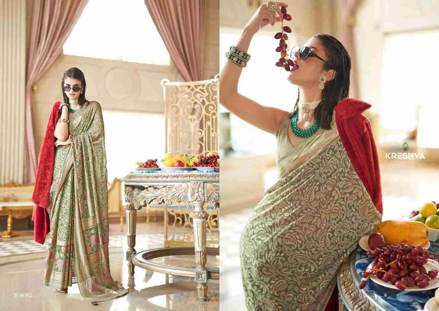 Celebration By Kreshva 4078 To 4083 Series Indian Traditional Wear Collection Beautiful Stylish Fancy Colorful Party Wear & Occasional Wear Georgette Sarees At Wholesale Price