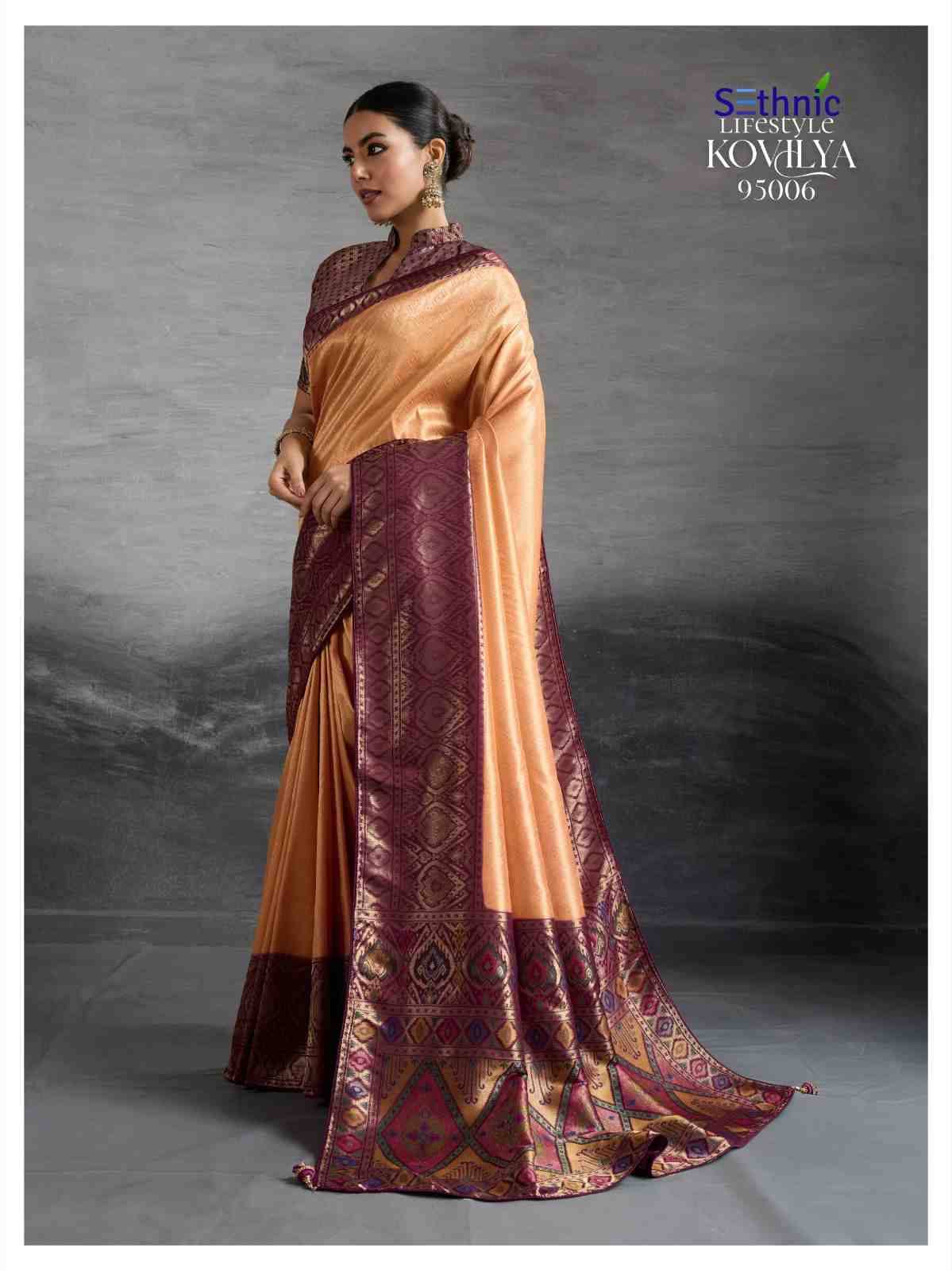 Kovilya Vol-2 By Sethnic 95005 To 95008 Series Indian Traditional Wear Collection Beautiful Stylish Fancy Colorful Party Wear & Occasional Wear Kanjivaram Silk Sarees At Wholesale Price