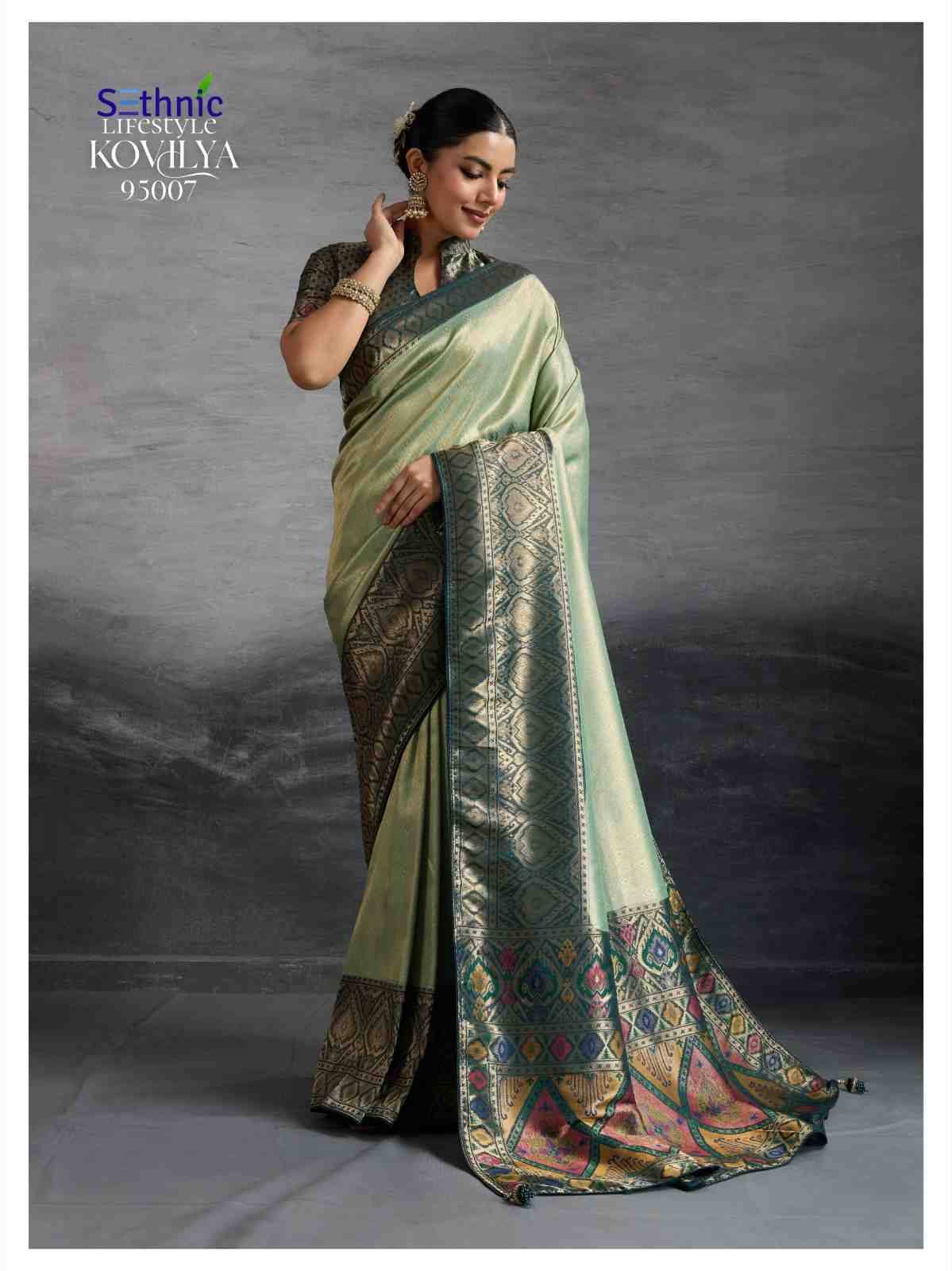 Kovilya Vol-2 By Sethnic 95005 To 95008 Series Indian Traditional Wear Collection Beautiful Stylish Fancy Colorful Party Wear & Occasional Wear Kanjivaram Silk Sarees At Wholesale Price