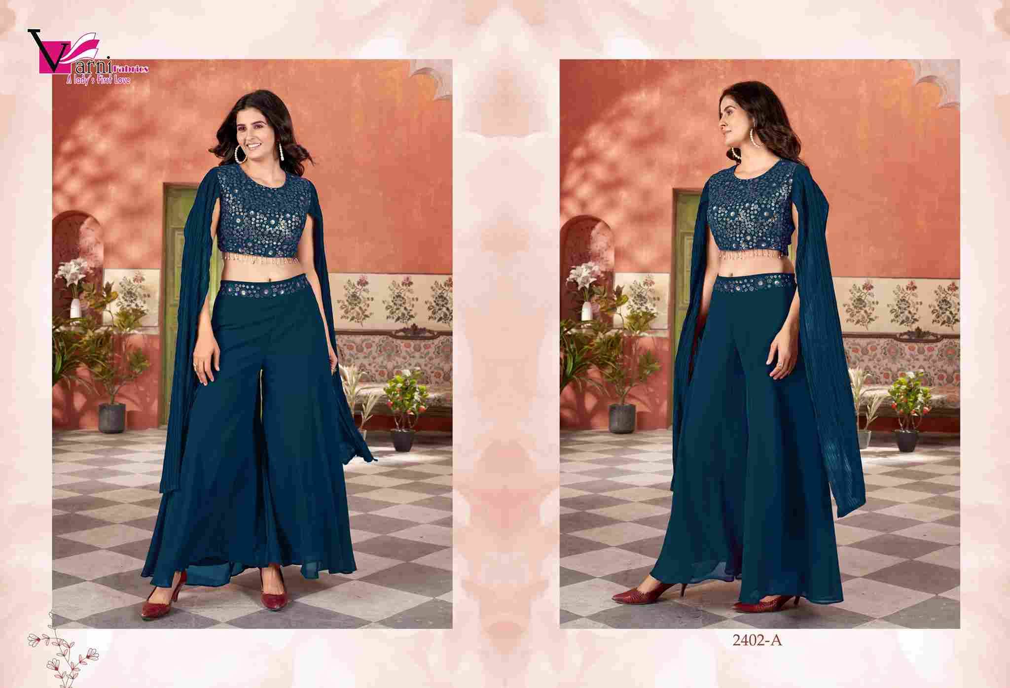 Zeeya Haripriya By Varni Fabrics 2402 To 2402-B Series Designer Beautiful Festive Collection Occasional Wear & Party Wear Georgette Crop Top With Bottom At Wholesale Price