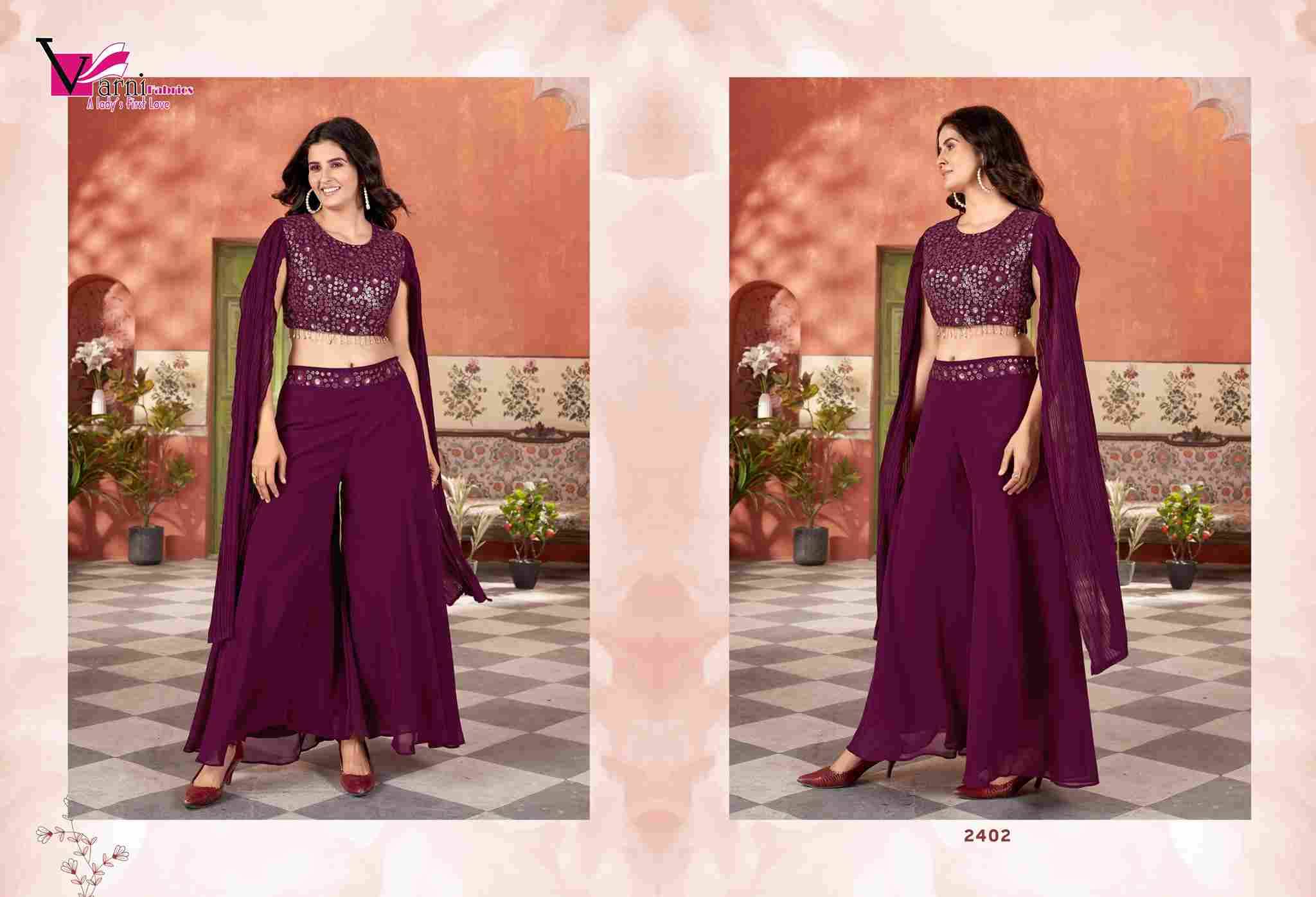 Zeeya Haripriya By Varni Fabrics 2402 To 2402-B Series Designer Beautiful Festive Collection Occasional Wear & Party Wear Georgette Crop Top With Bottom At Wholesale Price