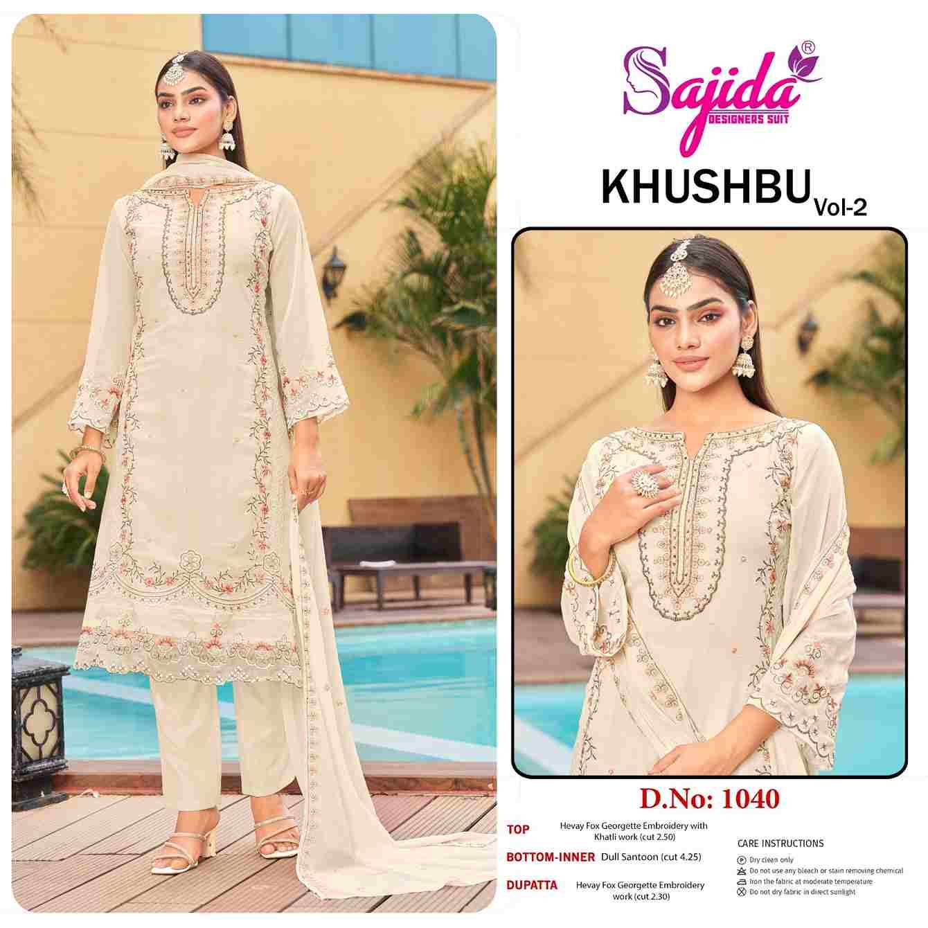 Khushbu Vol-2 By Sajida Designer Suit Beautiful Pakistani Suits Colorful Stylish Fancy Casual Wear & Ethnic Wear Heavy Faux Georgette Embroidered Dresses At Wholesale Price