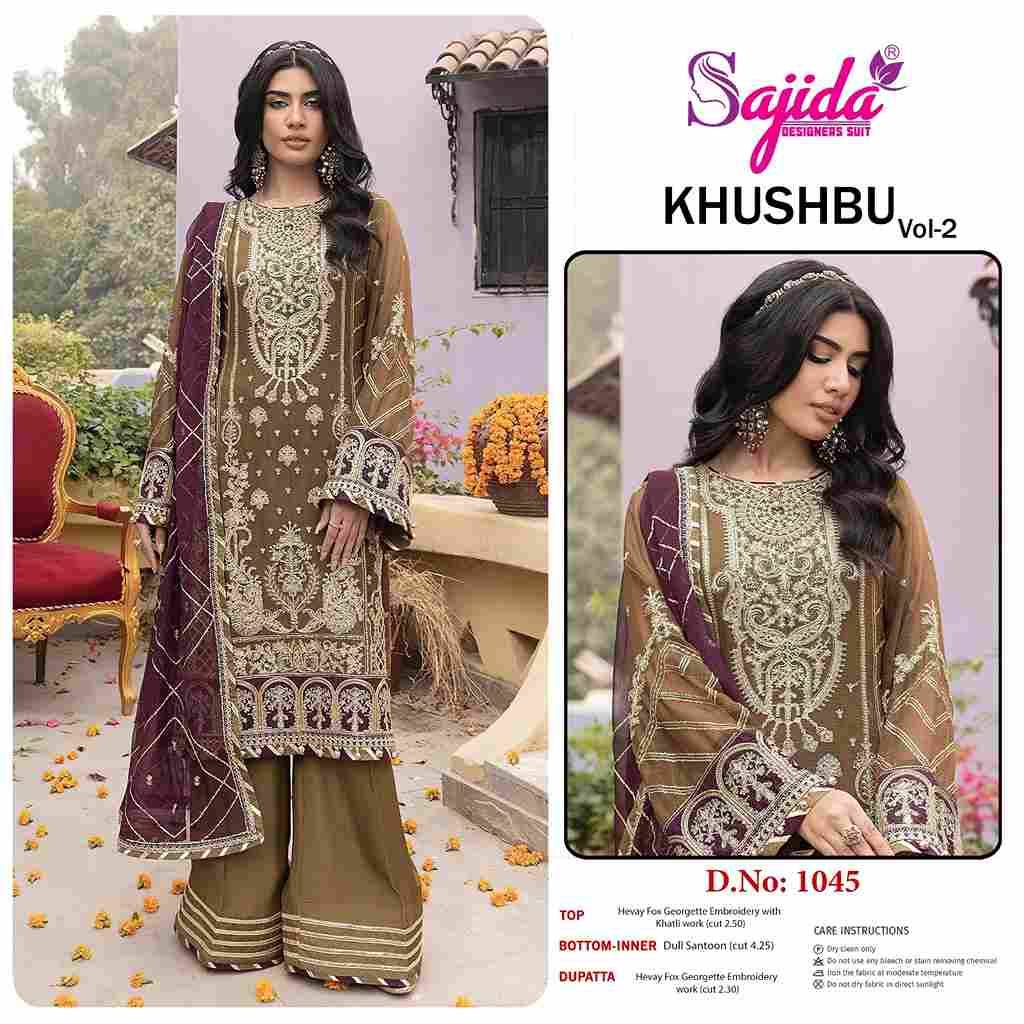 Khushbu Vol-2 By Sajida Designer Suit Beautiful Pakistani Suits Colorful Stylish Fancy Casual Wear & Ethnic Wear Heavy Faux Georgette Embroidered Dresses At Wholesale Price