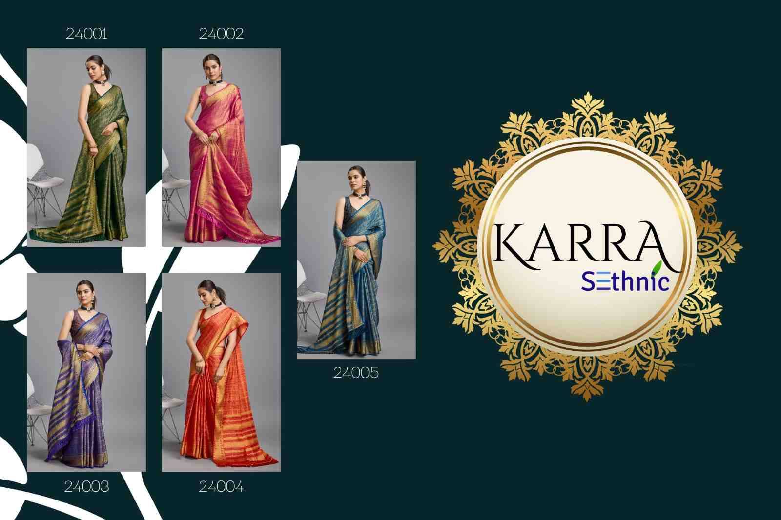 Karra By Sethnic 24001 To 24005 Series Indian Traditional Wear Collection Beautiful Stylish Fancy Colorful Party Wear & Occasional Wear Mysore Brocade Sarees At Wholesale Price