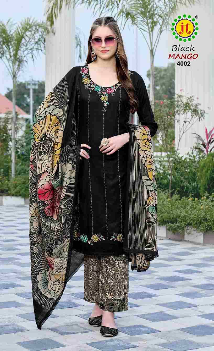 Black Mango Vol-4 By JT 4001 To 4005 Series Beautiful Festive Suits Colorful Stylish Fancy Casual Wear & Ethnic Wear Rayon Dresses At Wholesale Price