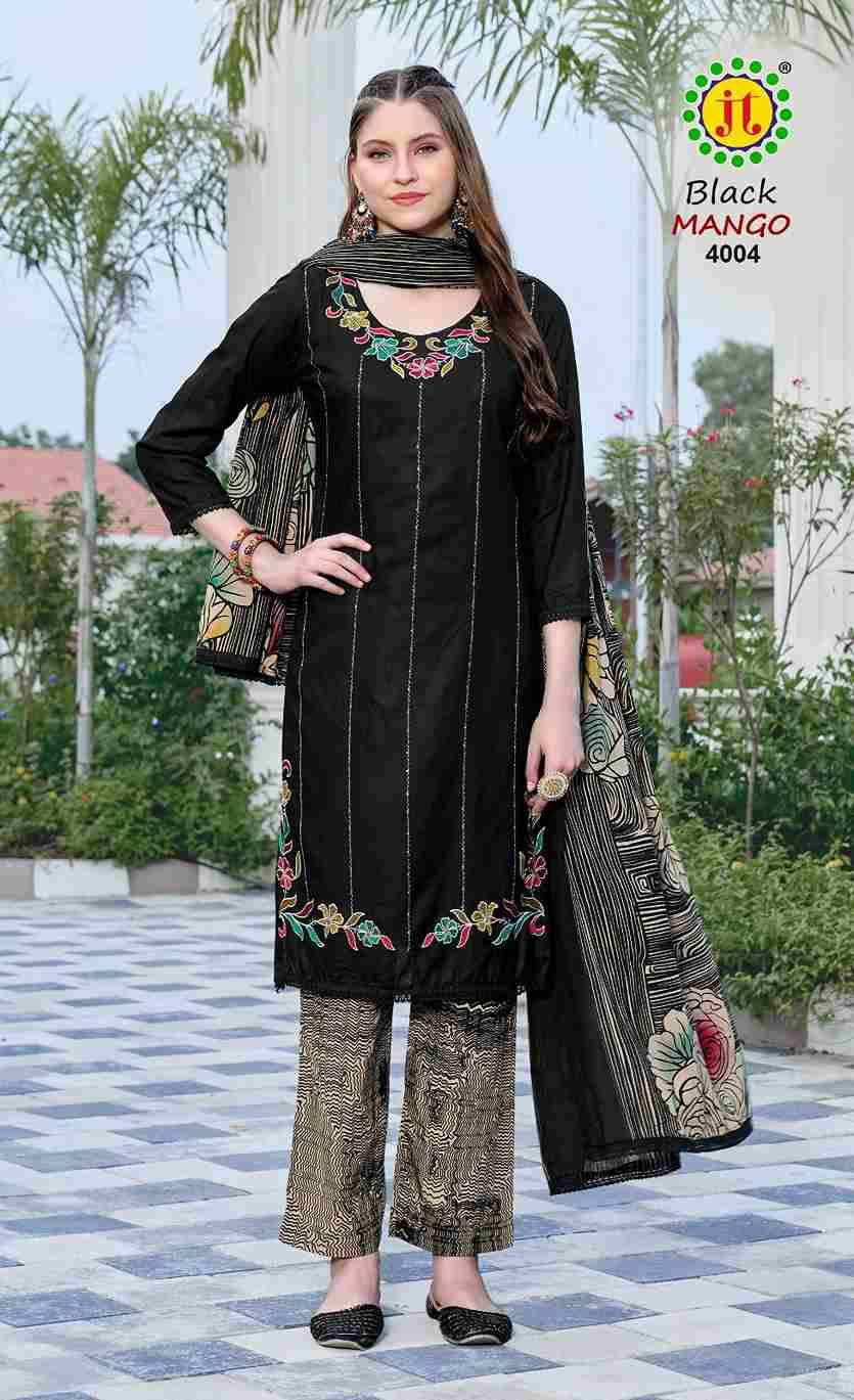 Black Mango Vol-4 By JT 4001 To 4005 Series Beautiful Festive Suits Colorful Stylish Fancy Casual Wear & Ethnic Wear Rayon Dresses At Wholesale Price