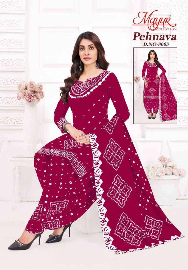 Pehnava Vol-8 By Mayur Creation 8001 To 8010 Series Beautiful Festive Suits Stylish Fancy Colorful Casual Wear & Ethnic Wear Heavy Cotton Print Dresses At Wholesale Price