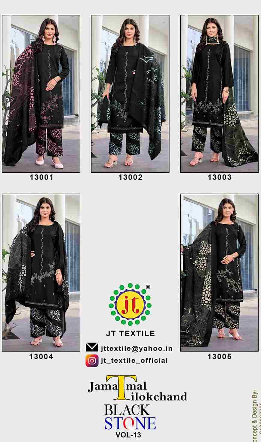 Black Stone Vol-13 By JT 13001 To 13005 Series Beautiful Festive Suits Colorful Stylish Fancy Casual Wear & Ethnic Wear Rayon Dresses At Wholesale Price