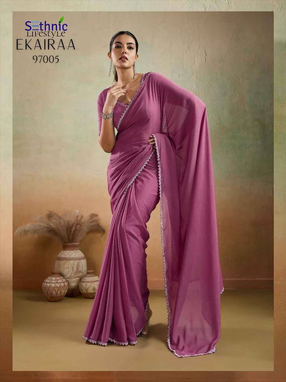 Ekairaa By Sethnic 97001 To 97005 Series Indian Traditional Wear Collection Beautiful Stylish Fancy Colorful Party Wear & Occasional Wear Georgette Sarees At Wholesale Price