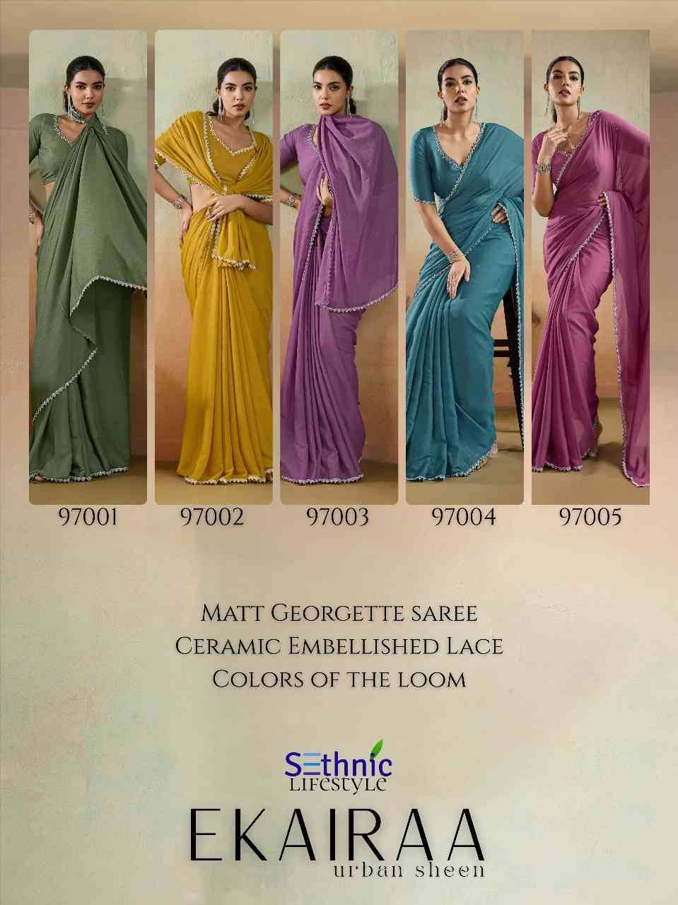 Ekairaa By Sethnic 97001 To 97005 Series Indian Traditional Wear Collection Beautiful Stylish Fancy Colorful Party Wear & Occasional Wear Georgette Sarees At Wholesale Price