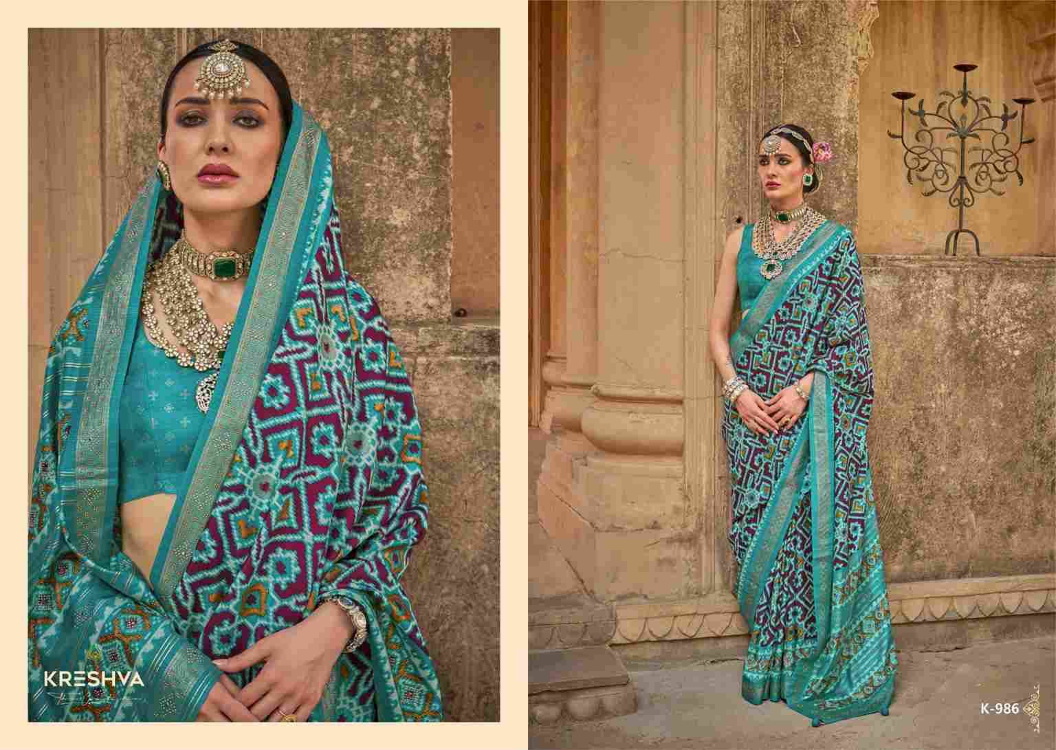 Sankh Patola By Kreshva 981 To 986 Series Indian Traditional Wear Collection Beautiful Stylish Fancy Colorful Party Wear & Occasional Wear Silk Sarees At Wholesale Price