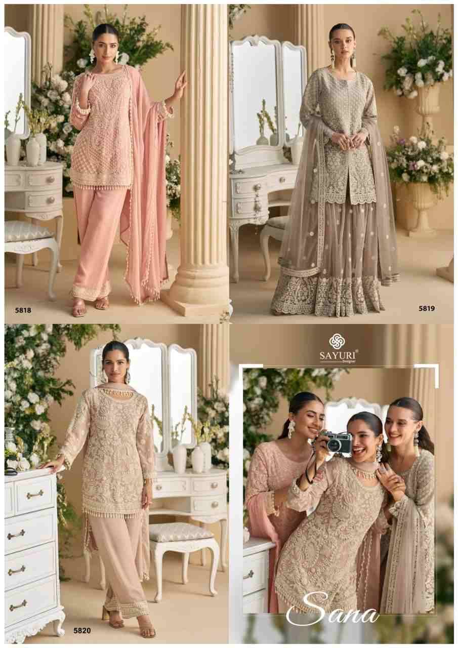 Sana By Sayuri 5818 To 5820 Series Designer Festive Suits Collection Beautiful Stylish Fancy Colorful Party Wear & Occasional Wear Heavy Georgette Dresses At Wholesale Price