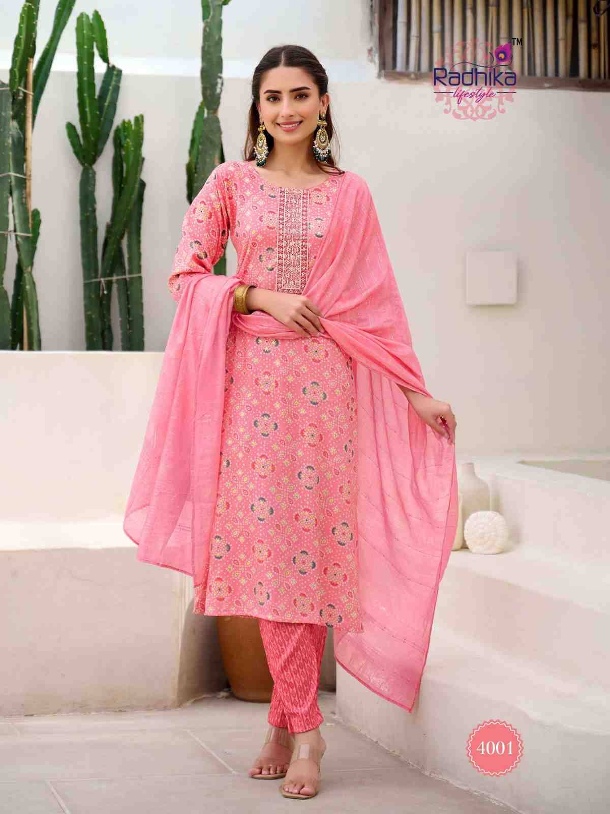 Siri Vol-4 By Radhika Lifestyle 4001 To 4008 Series Beautiful Festive Suits Colorful Stylish Fancy Casual Wear & Ethnic Wear Rayon Print With Work Dresses At Wholesale Price
