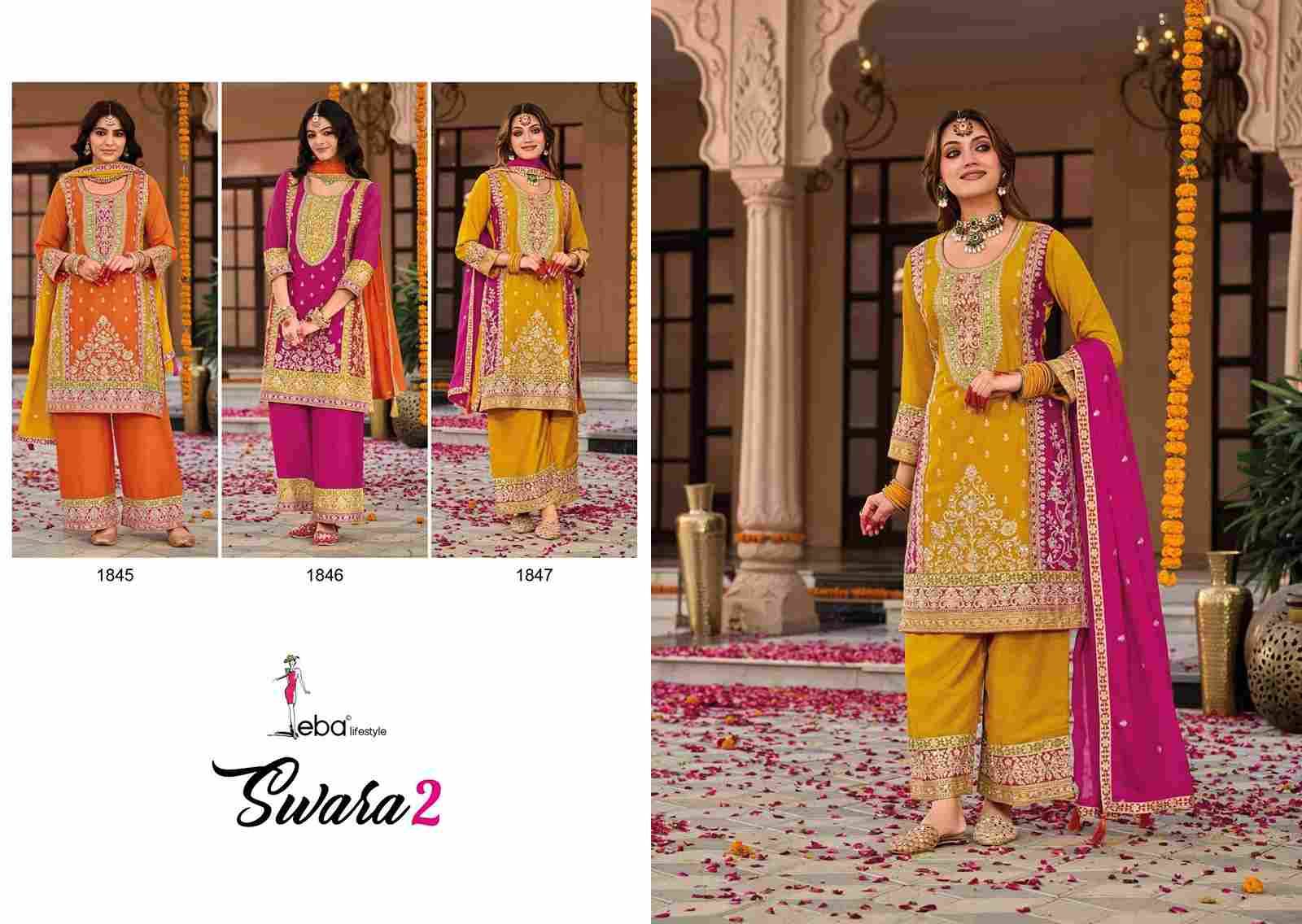Swara Vol-2 By Eba Lifestyle 1845 To 1847 Series Beautiful Festive Suits Colorful Stylish Fancy Casual Wear & Ethnic Wear Chinnon Embroidery Dresses At Wholesale Price