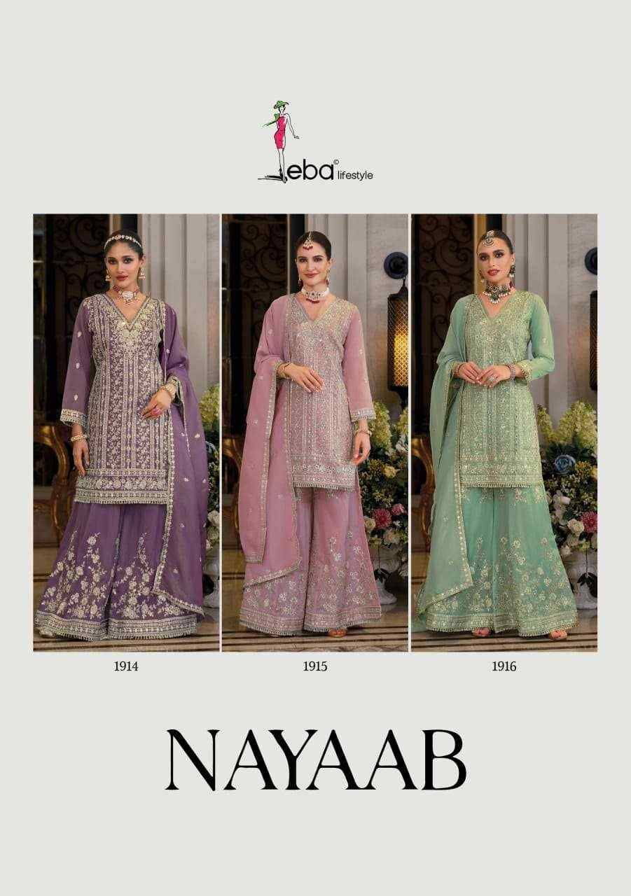 Nayaab By Eba Lifestyle 1914 To 1916 Series Beautiful Festive Suits Colorful Stylish Fancy Casual Wear & Ethnic Wear Simmer Embroidery Dresses At Wholesale Price