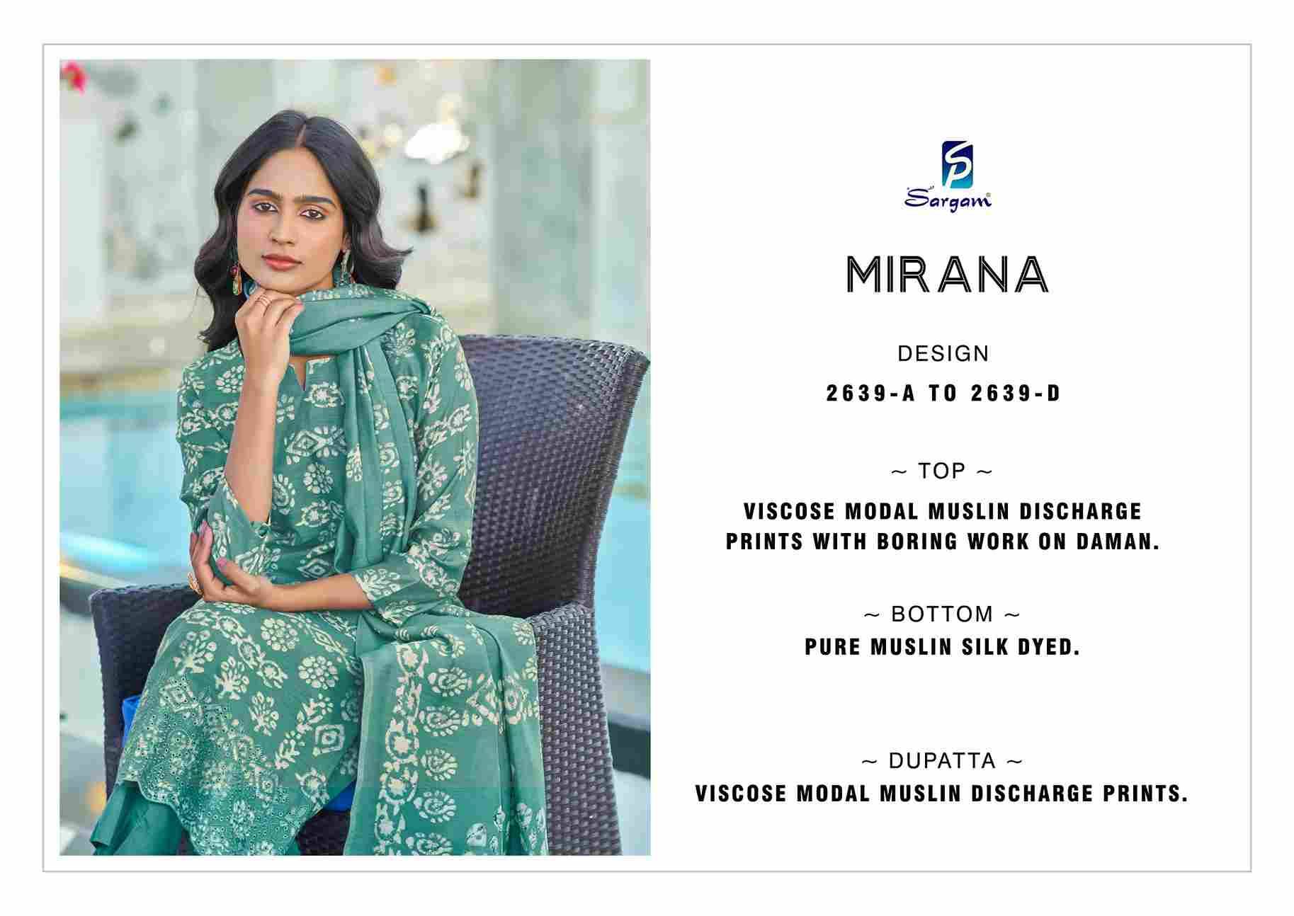 Mirana By Sargam Prints 2639-A To 2639-D Series Beautiful Festive Suits Stylish Fancy Colorful Casual Wear & Ethnic Wear Pure Viscose Muslin Print Dresses At Wholesale Price