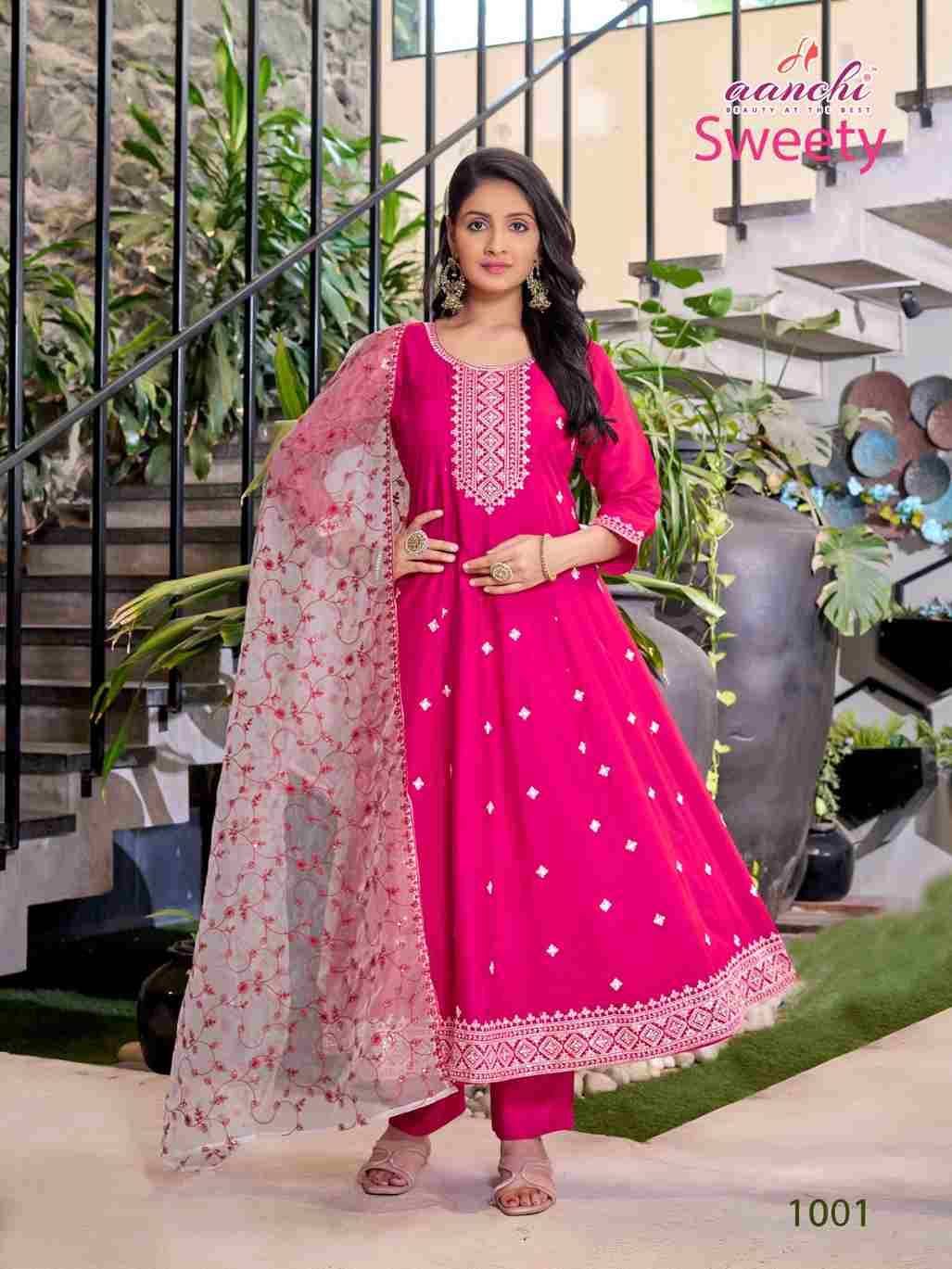 Sweety By Aanchi 1001 To 1003 Series Beautiful Festive Suits Colorful Stylish Fancy Casual Wear & Ethnic Wear Roman Silk Dresses At Wholesale Price