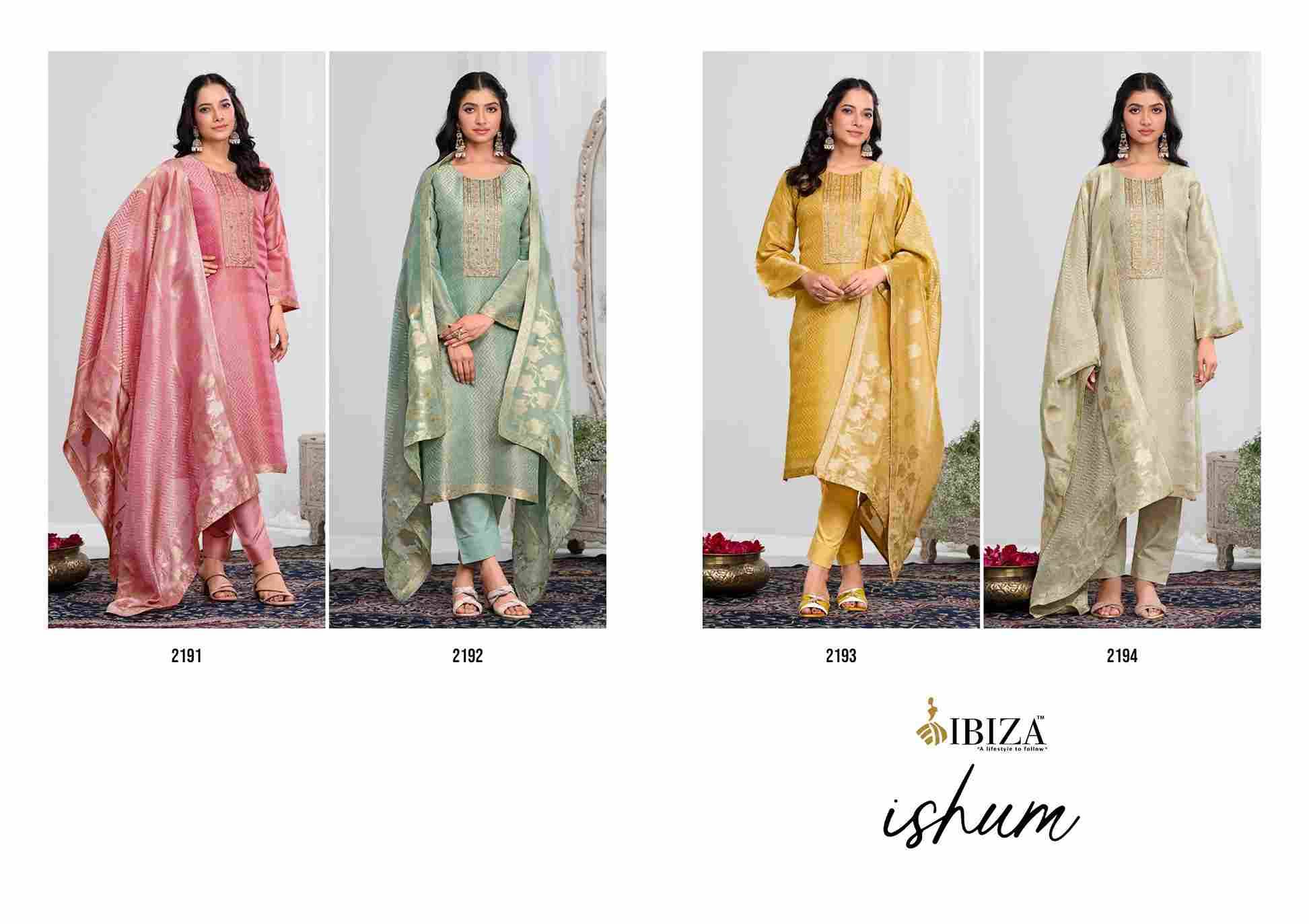 Ishum By Ibiza 2191 To 2194 Series Designer Festive Suits Beautiful Fancy Stylish Colorful Party Wear & Occasional Wear Pure Jacquard Silk Dresses At Wholesale Price